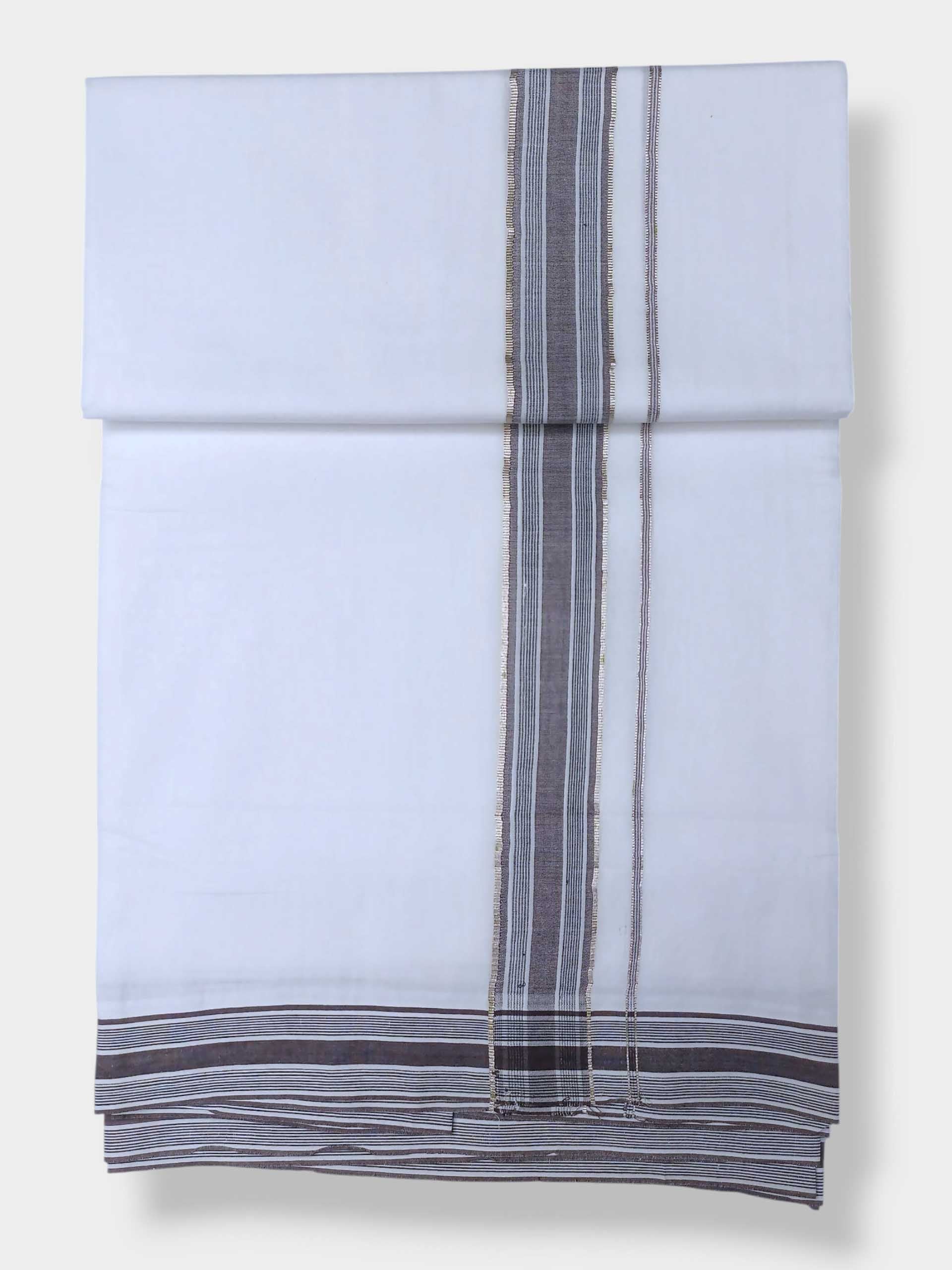 Pure White Cotton Men's Double Dhoti