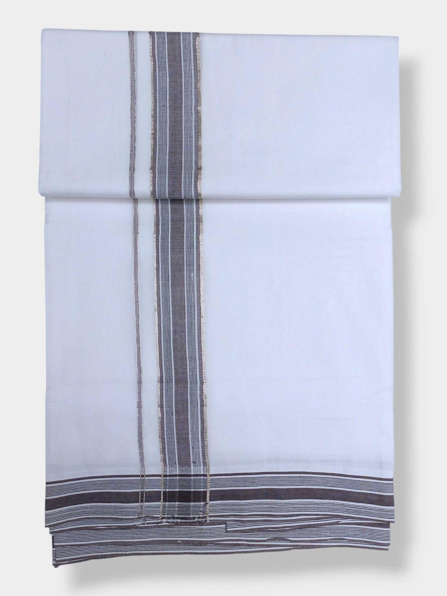 Pure White Cotton Men's Double Dhoti