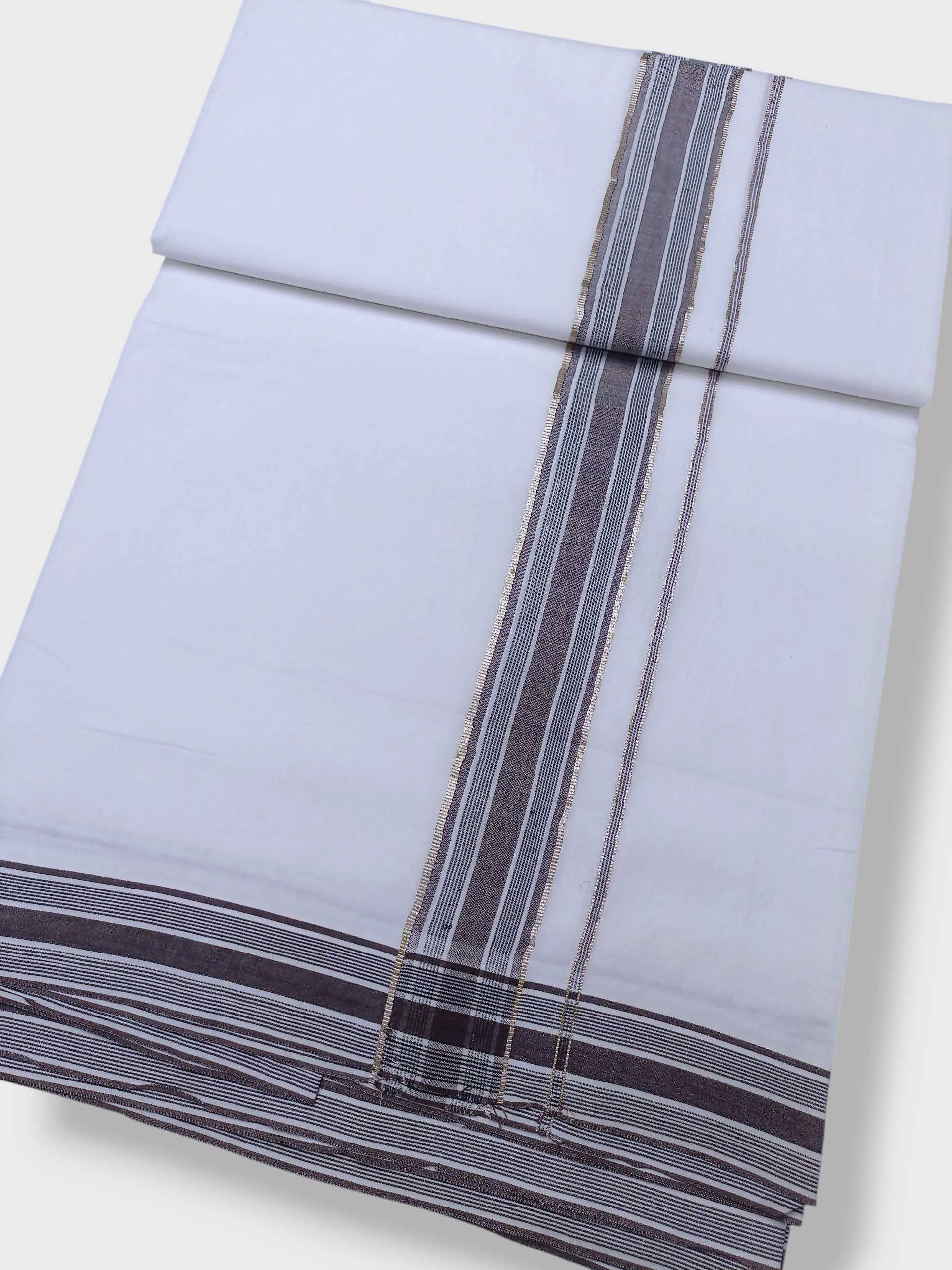 Pure White Cotton Men's Double Dhoti