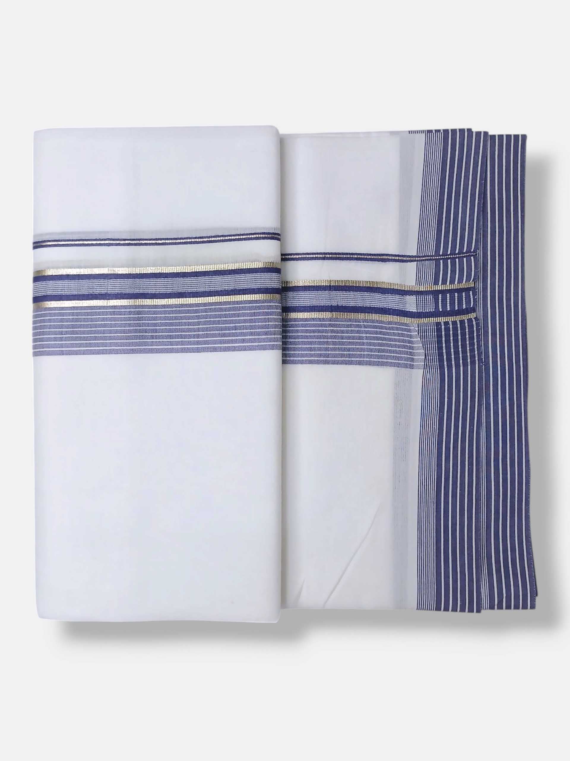 Pure White Cotton Men's Double Dhoti