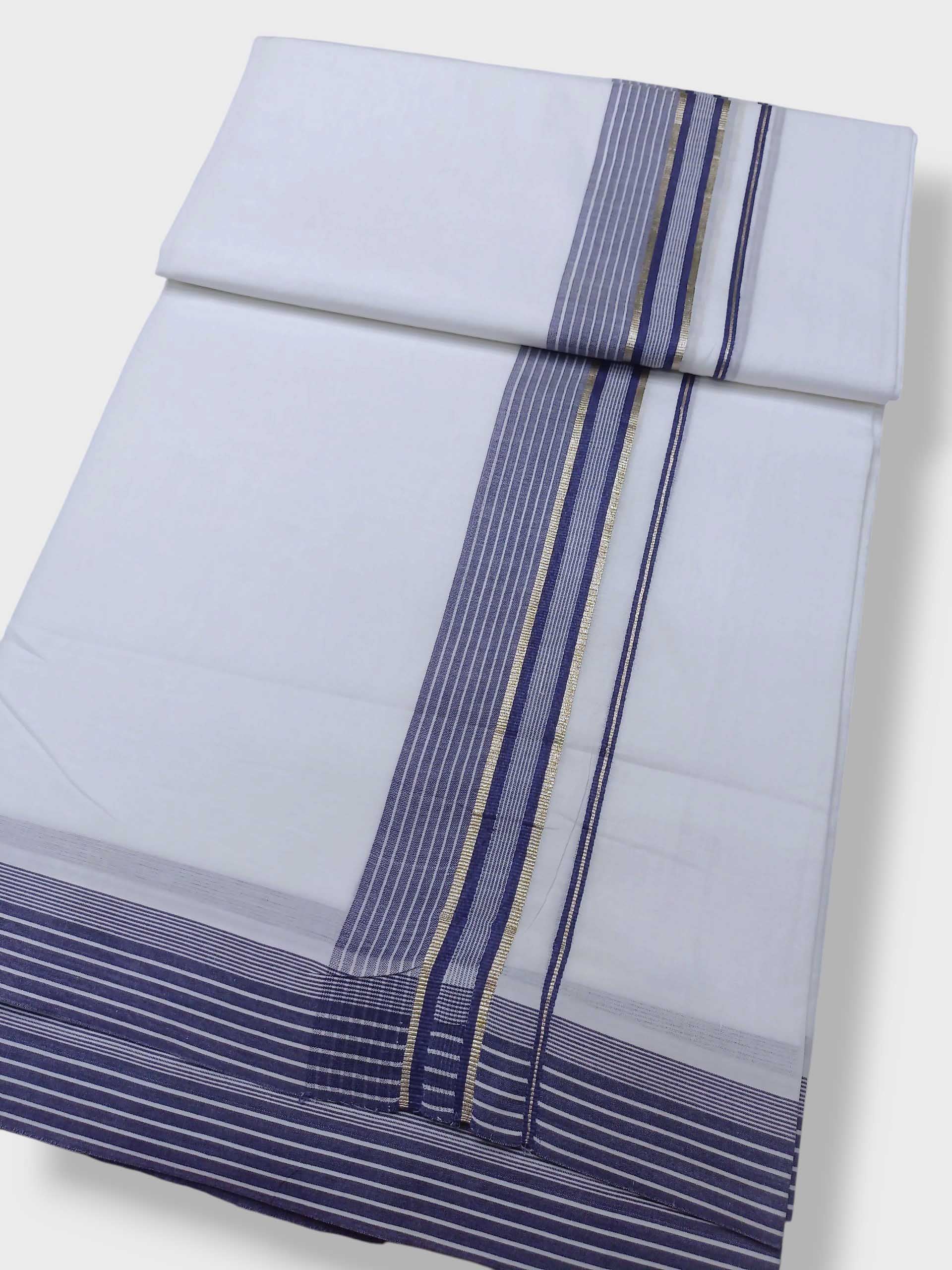 Pure White Cotton Men's Double Dhoti