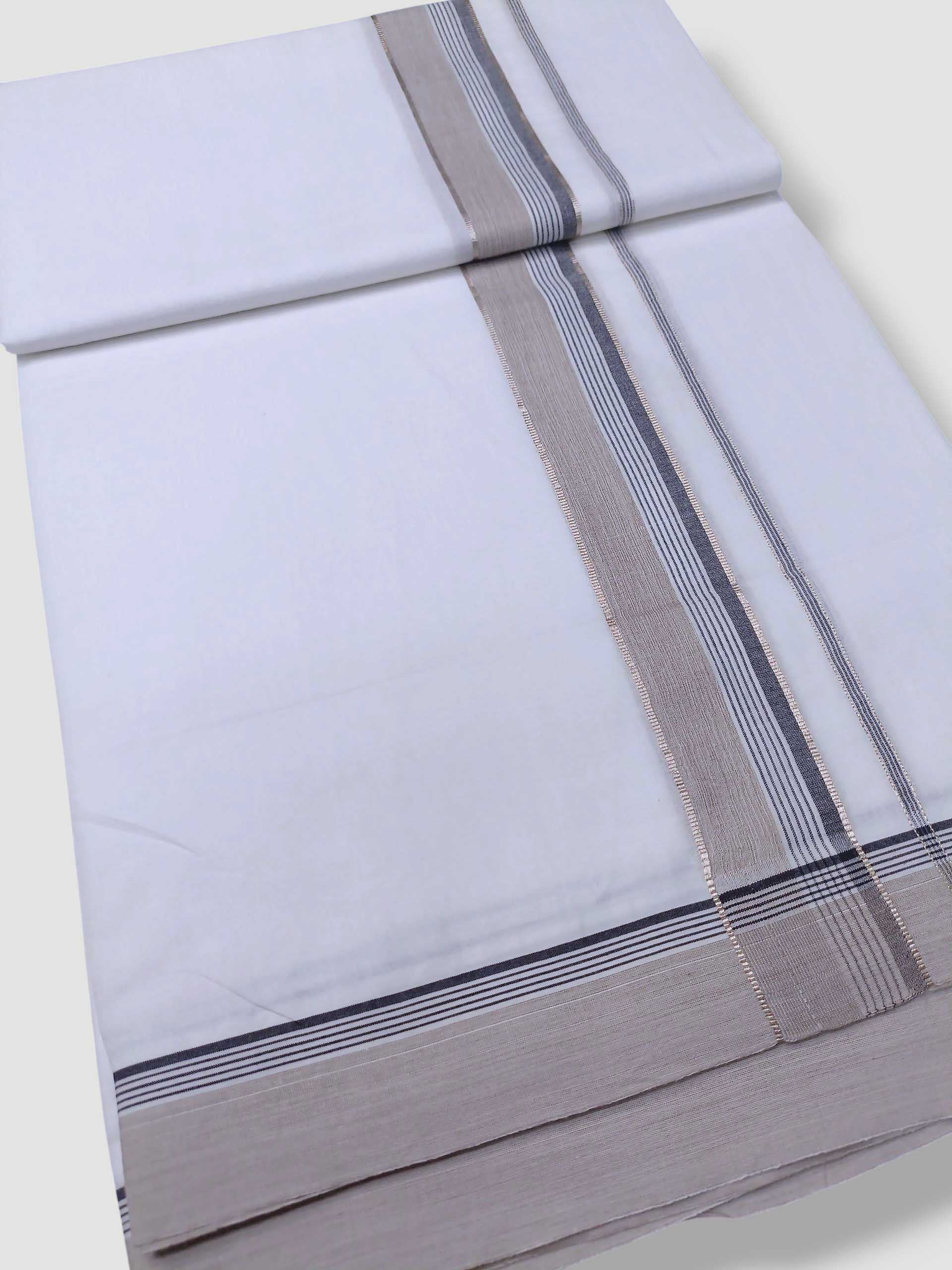 Pure White Cotton Men's Double Dhoti