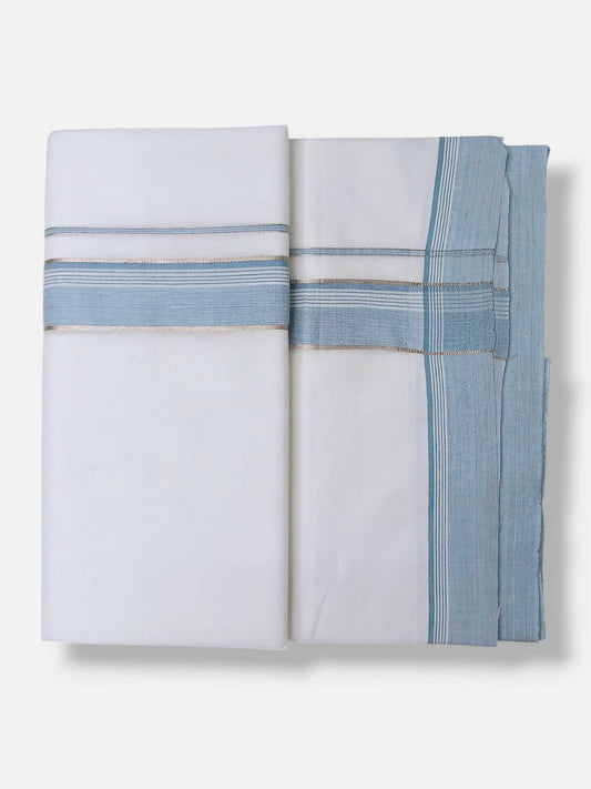 Pure White Cotton Men's Double Dhoti
