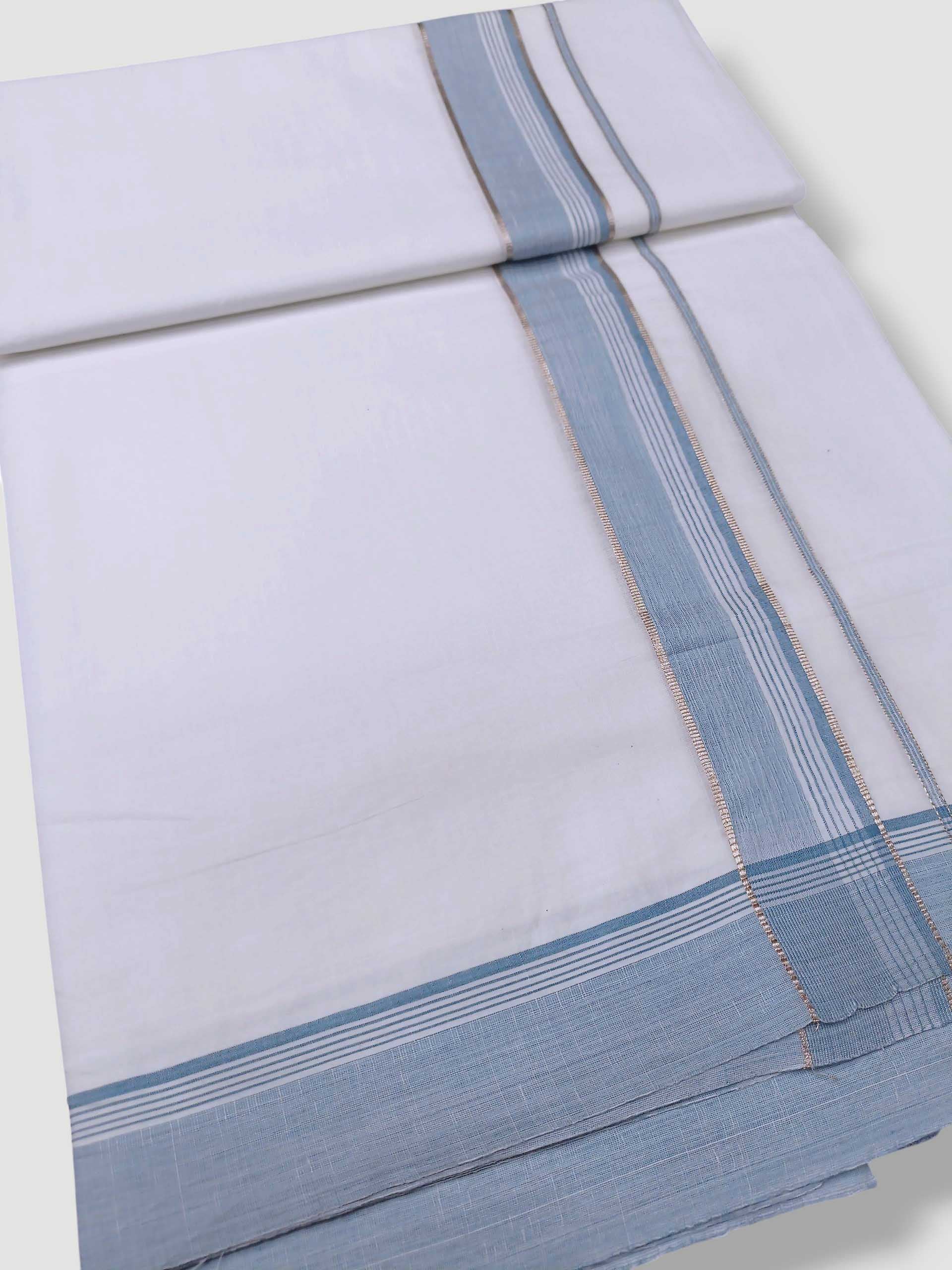 Pure White Cotton Men's Double Dhoti