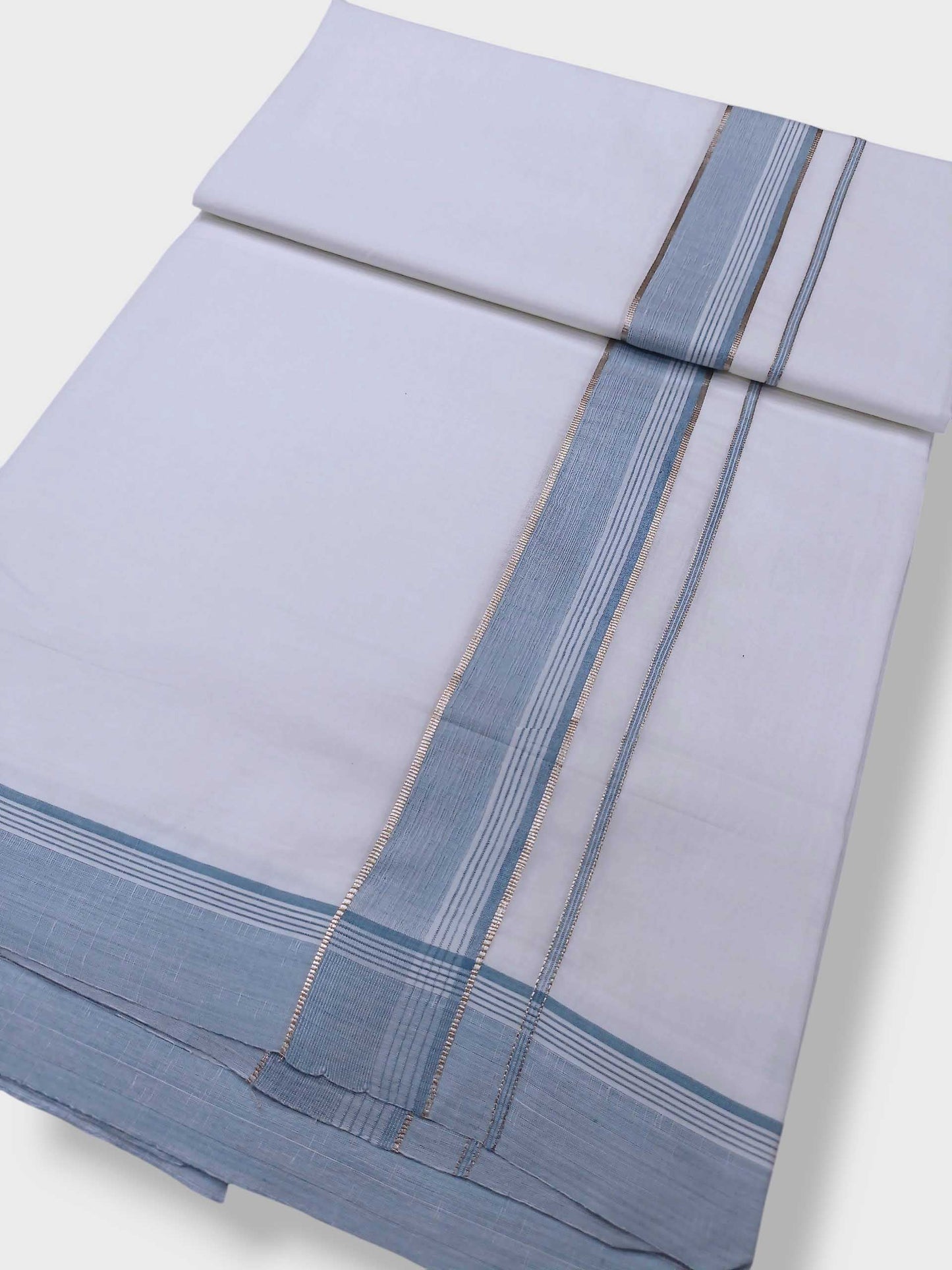Pure White Cotton Men's Double Dhoti