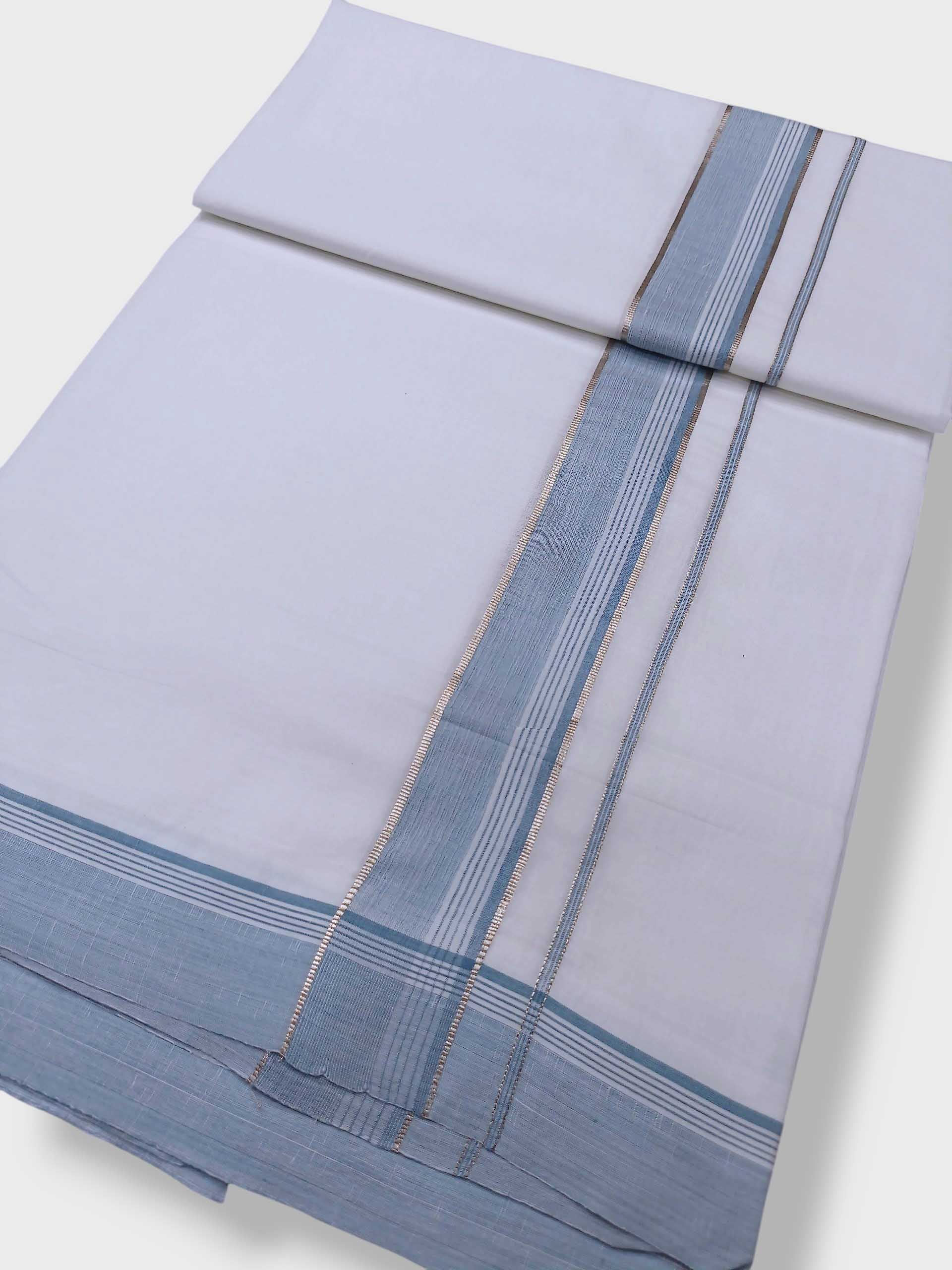 Pure White Cotton Men's Double Dhoti