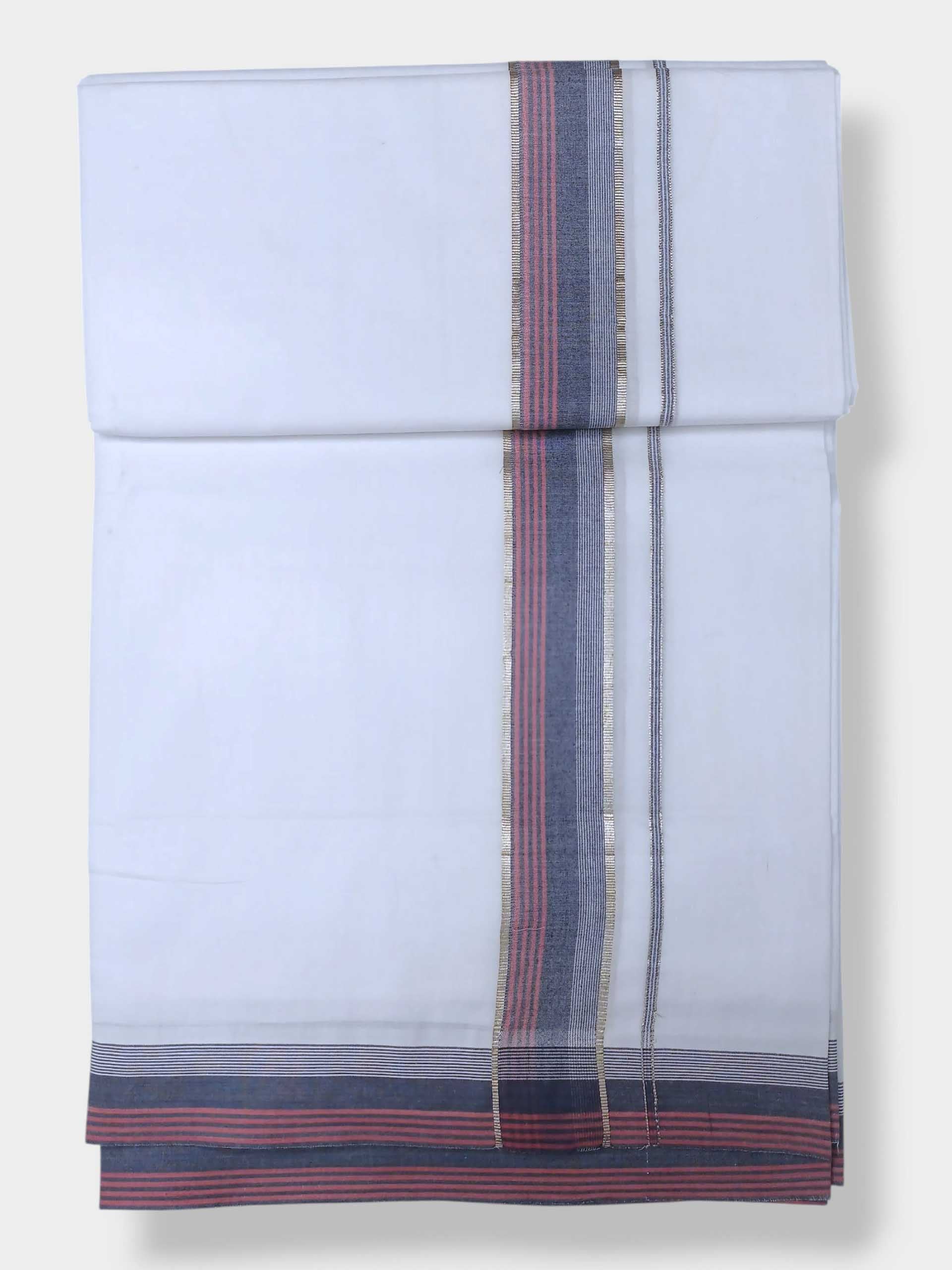 Pure White Cotton Men's Double Dhoti