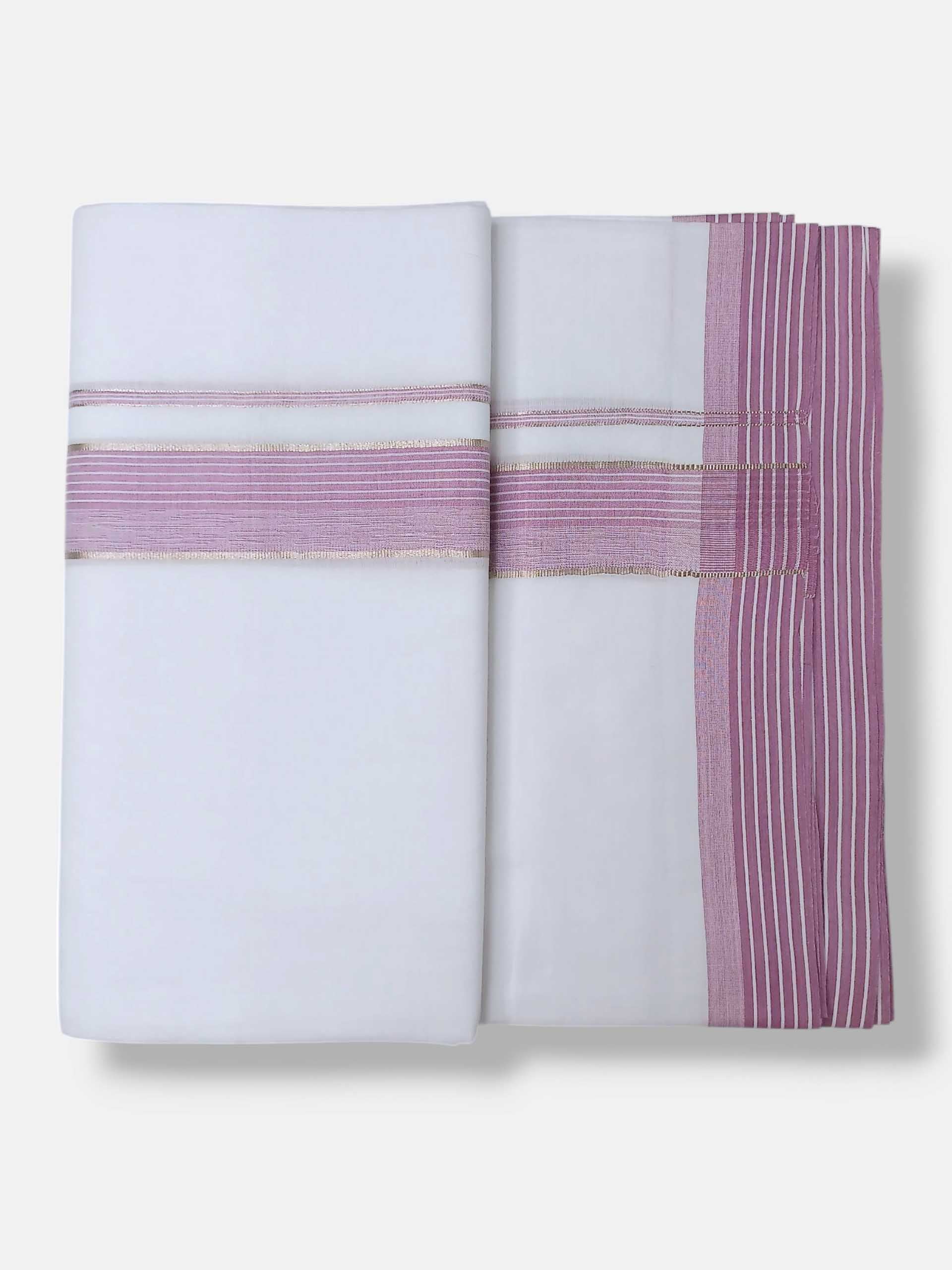 Pure White Cotton Men's Double Dhoti