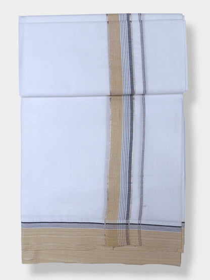 Pure White Cotton Men's Double Dhoti