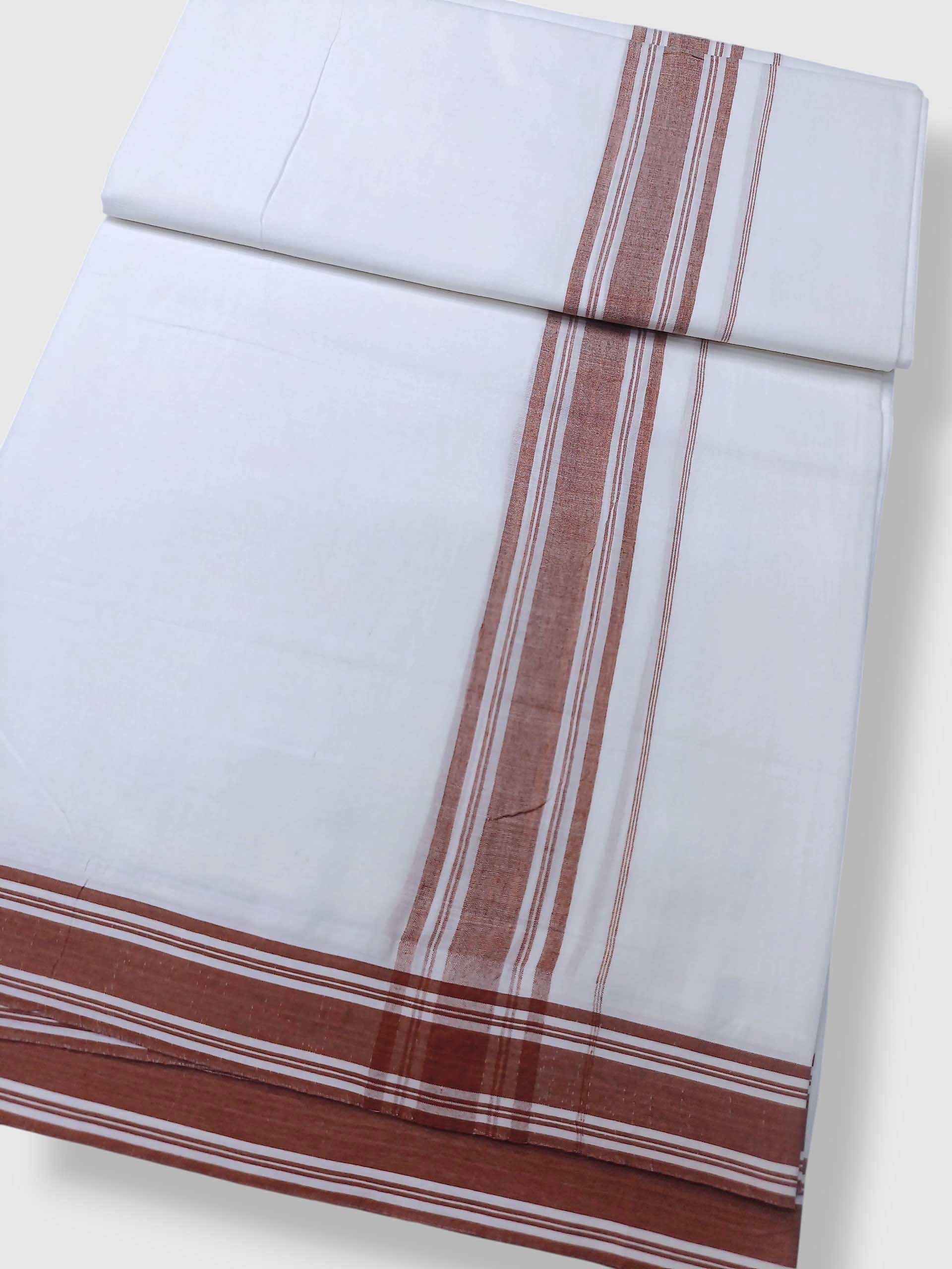 Pure White Cotton Men's Double Dhoti
