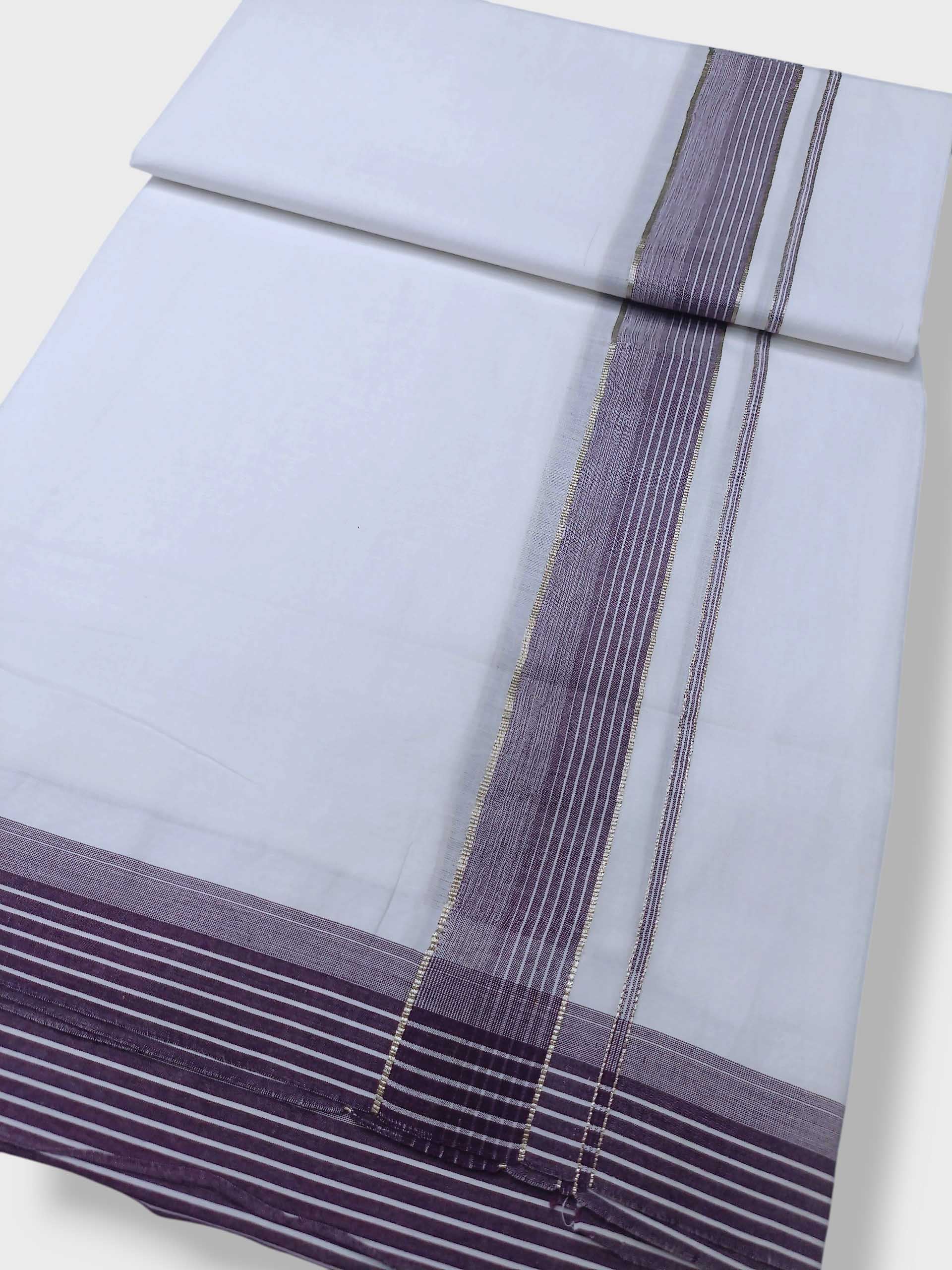Pure White Cotton Men's Double Dhoti