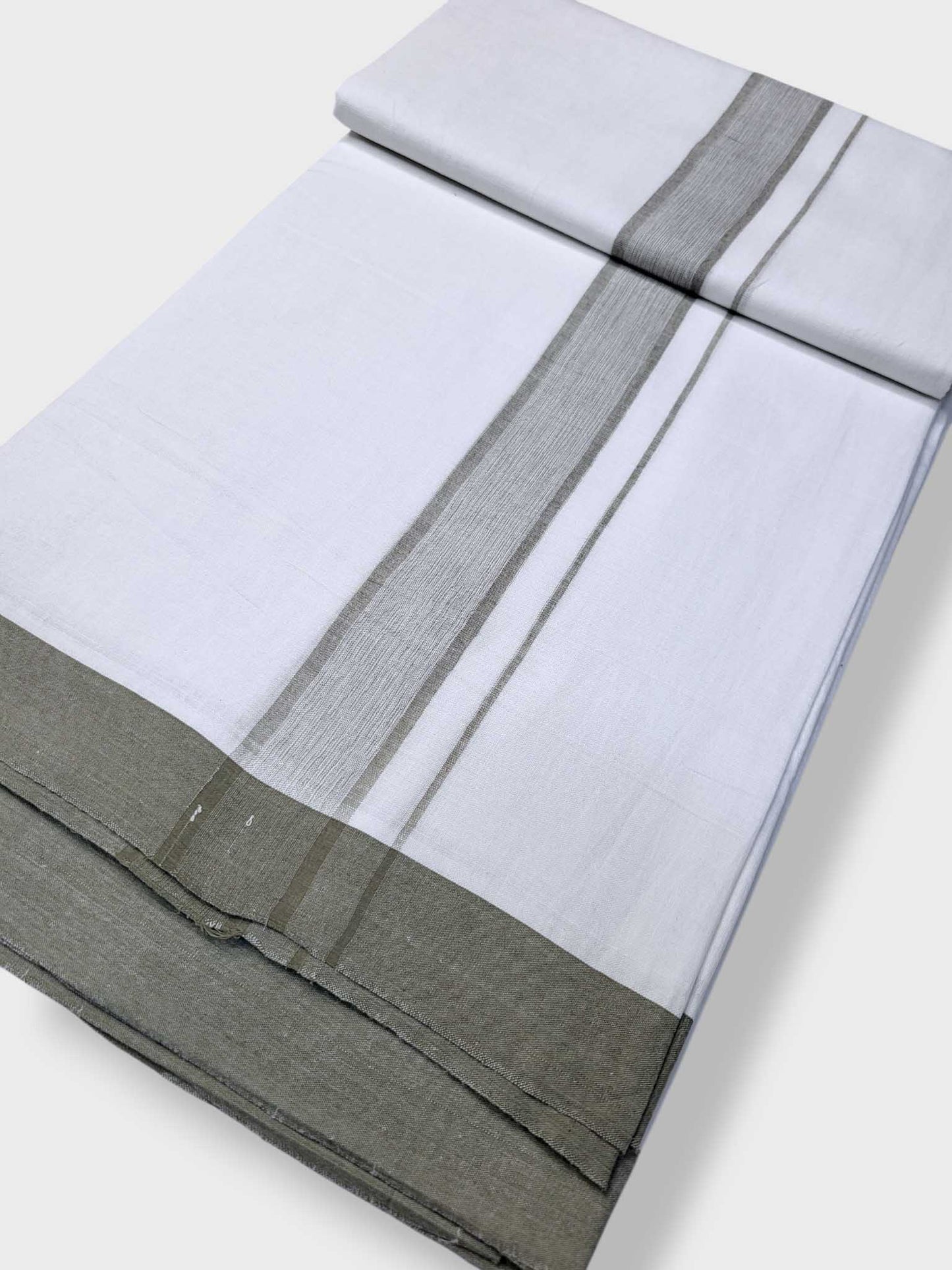 Pure White Cotton Men's Double Dhoti