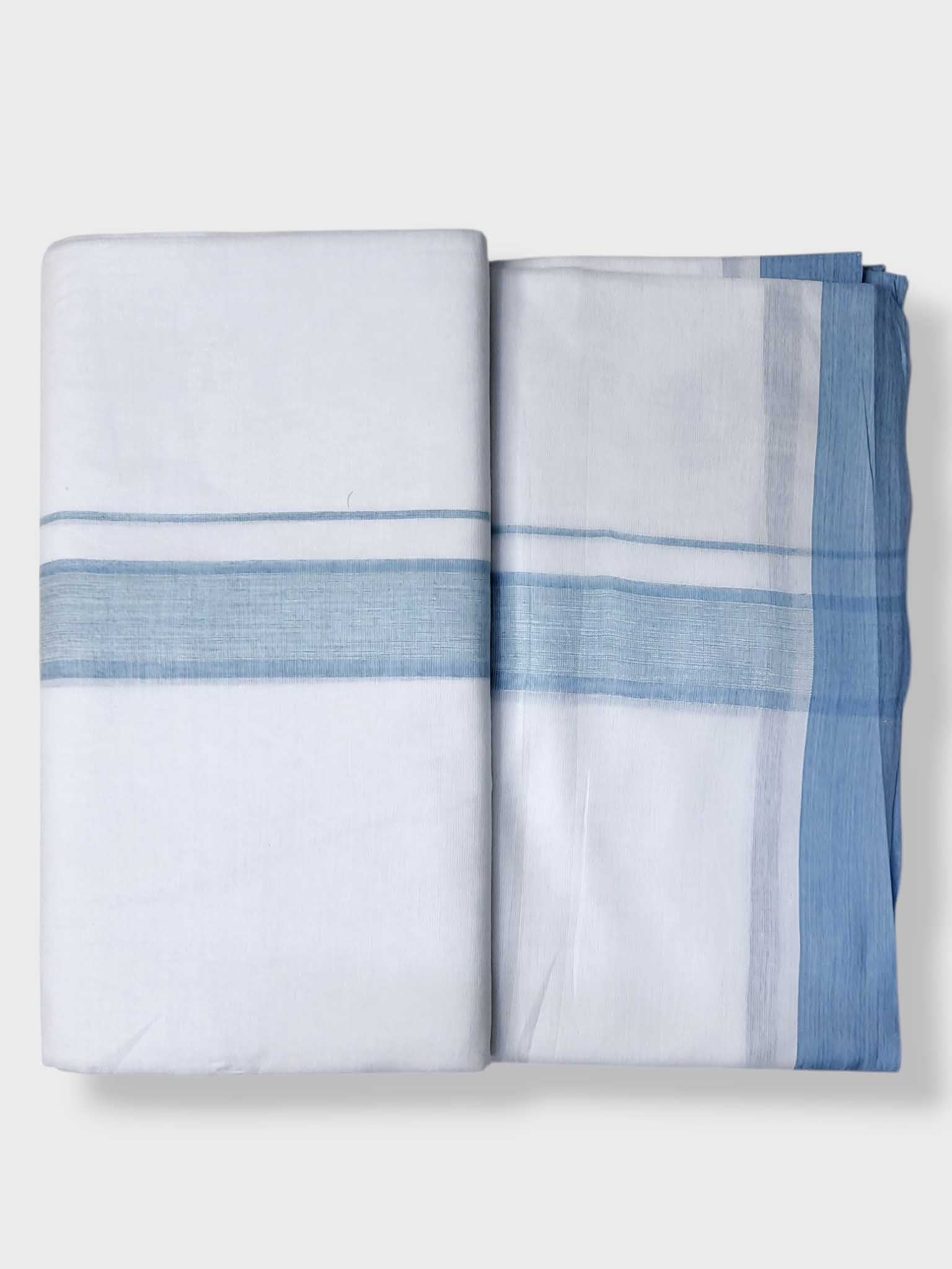 Pure White Cotton Men's Double Dhoti