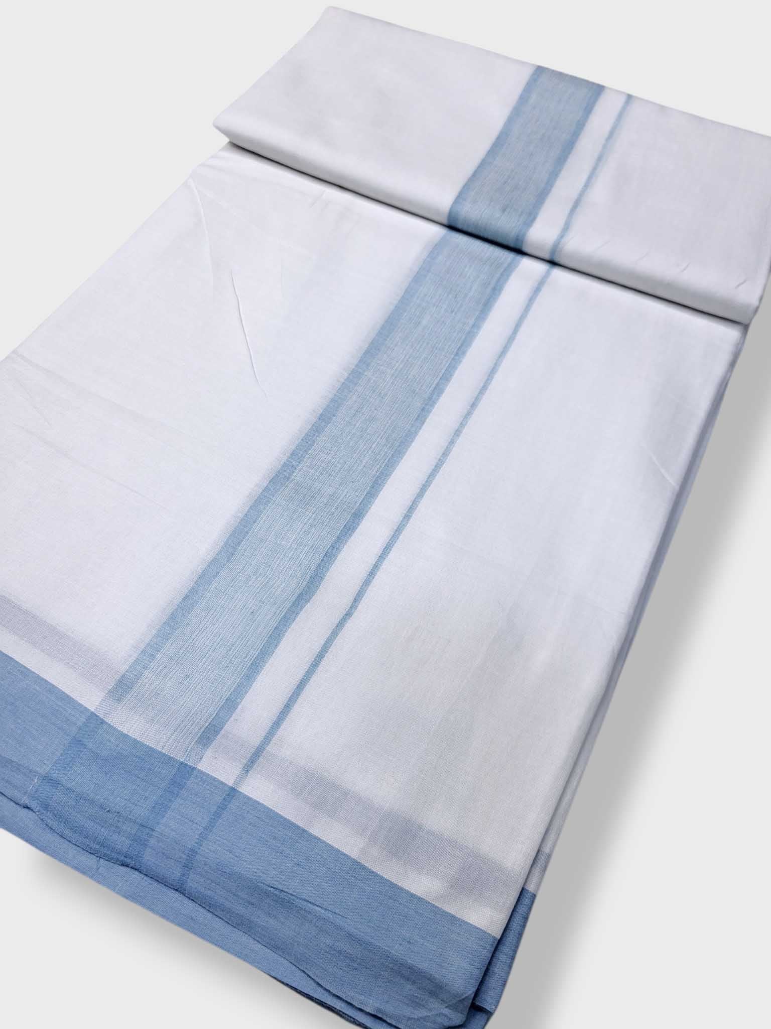Pure White Cotton Men's Double Dhoti