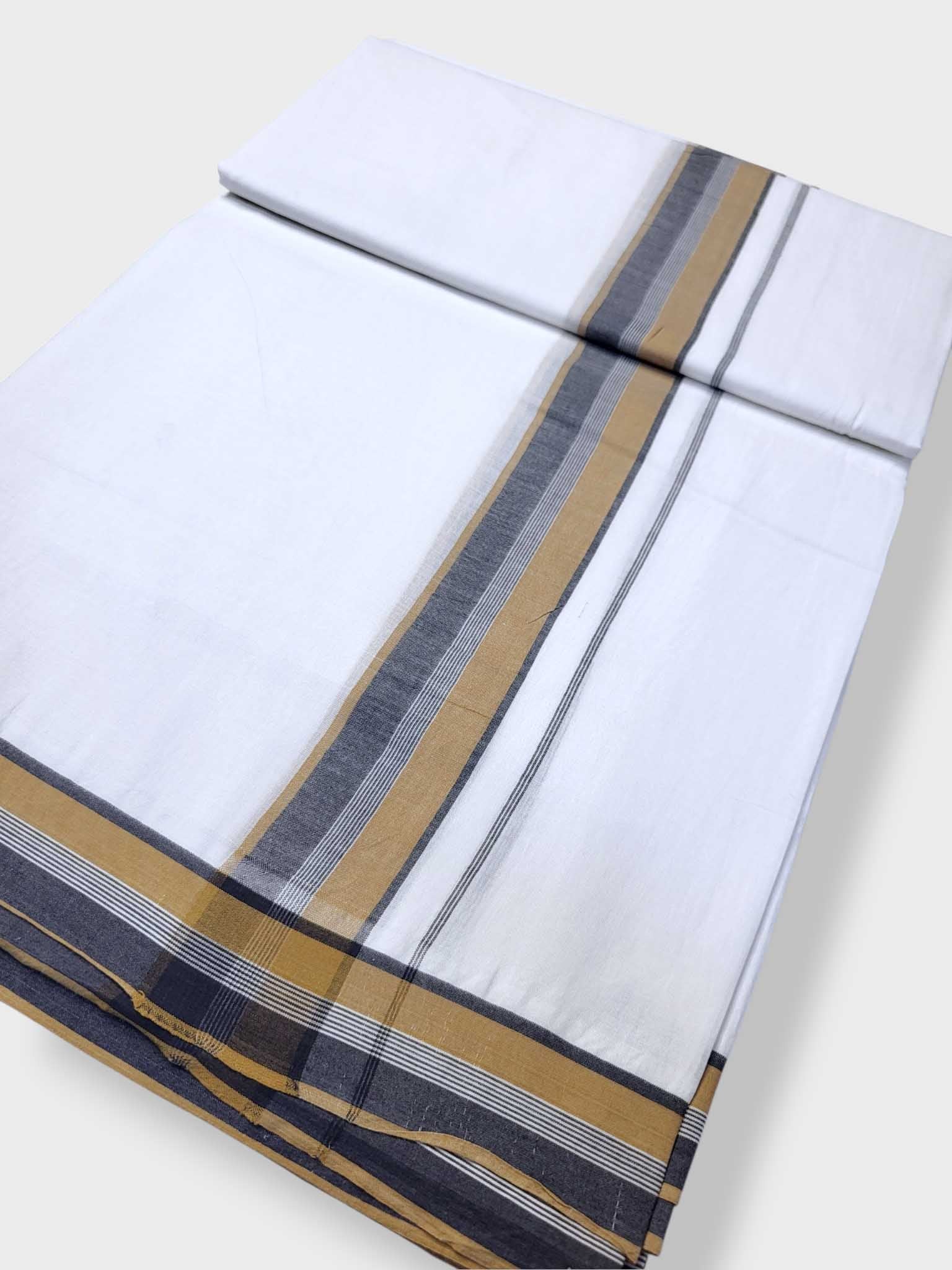 Pure White Cotton Men's Double Dhoti