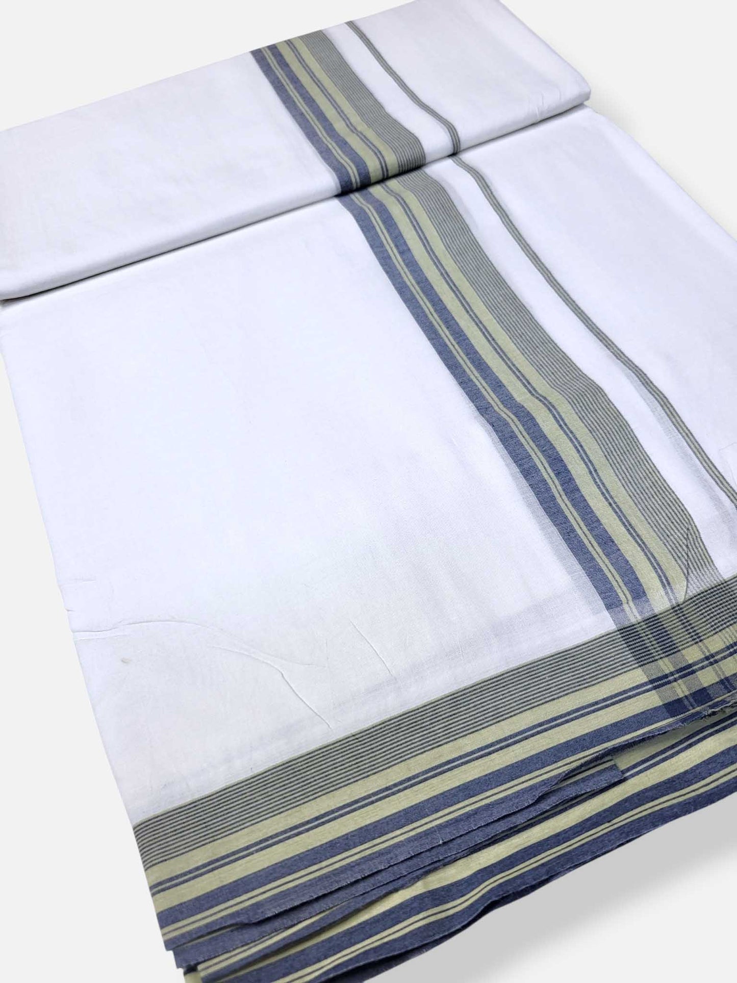 Pure White Cotton Men's Double Dhoti