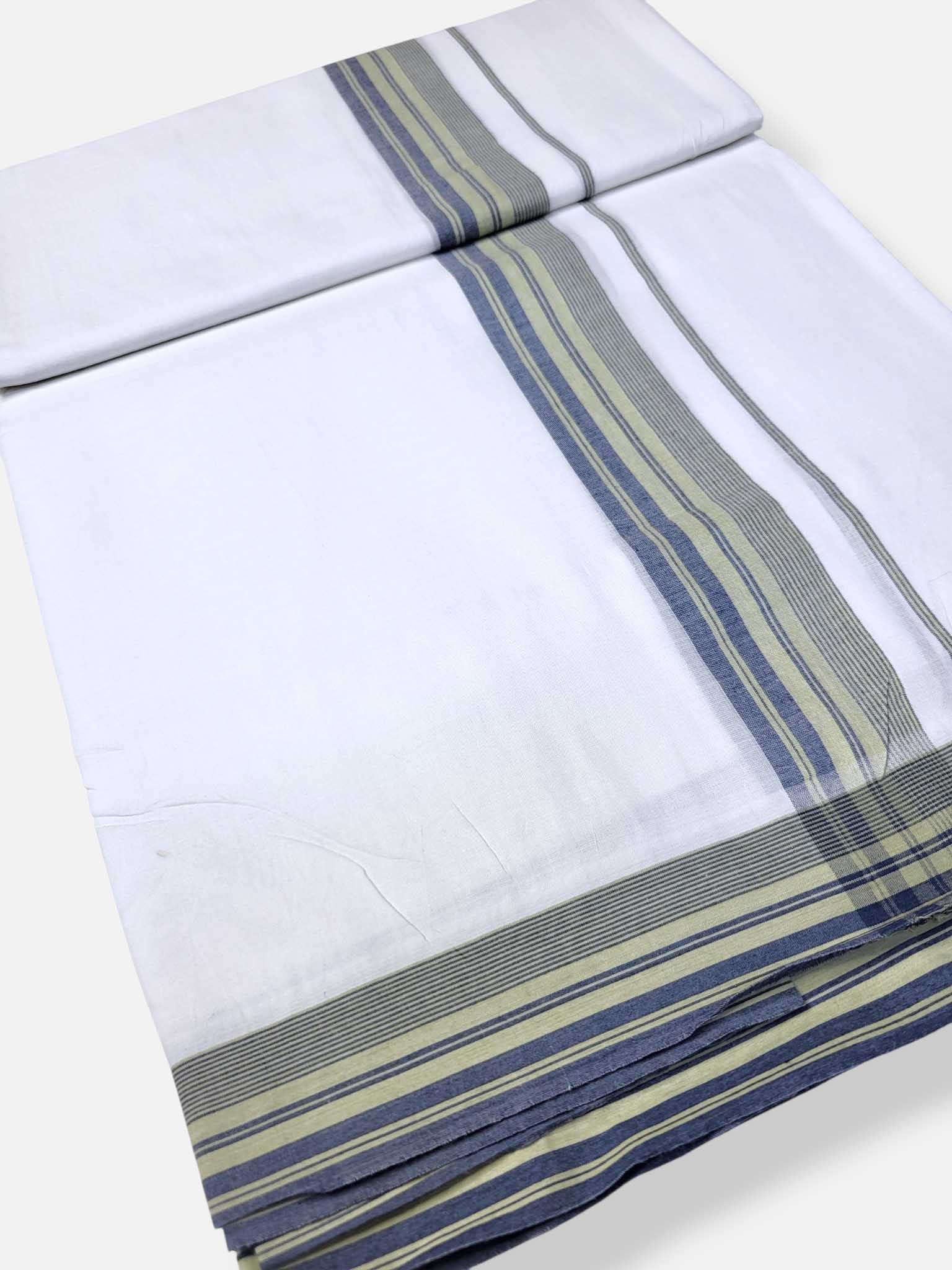 Pure White Cotton Men's Double Dhoti