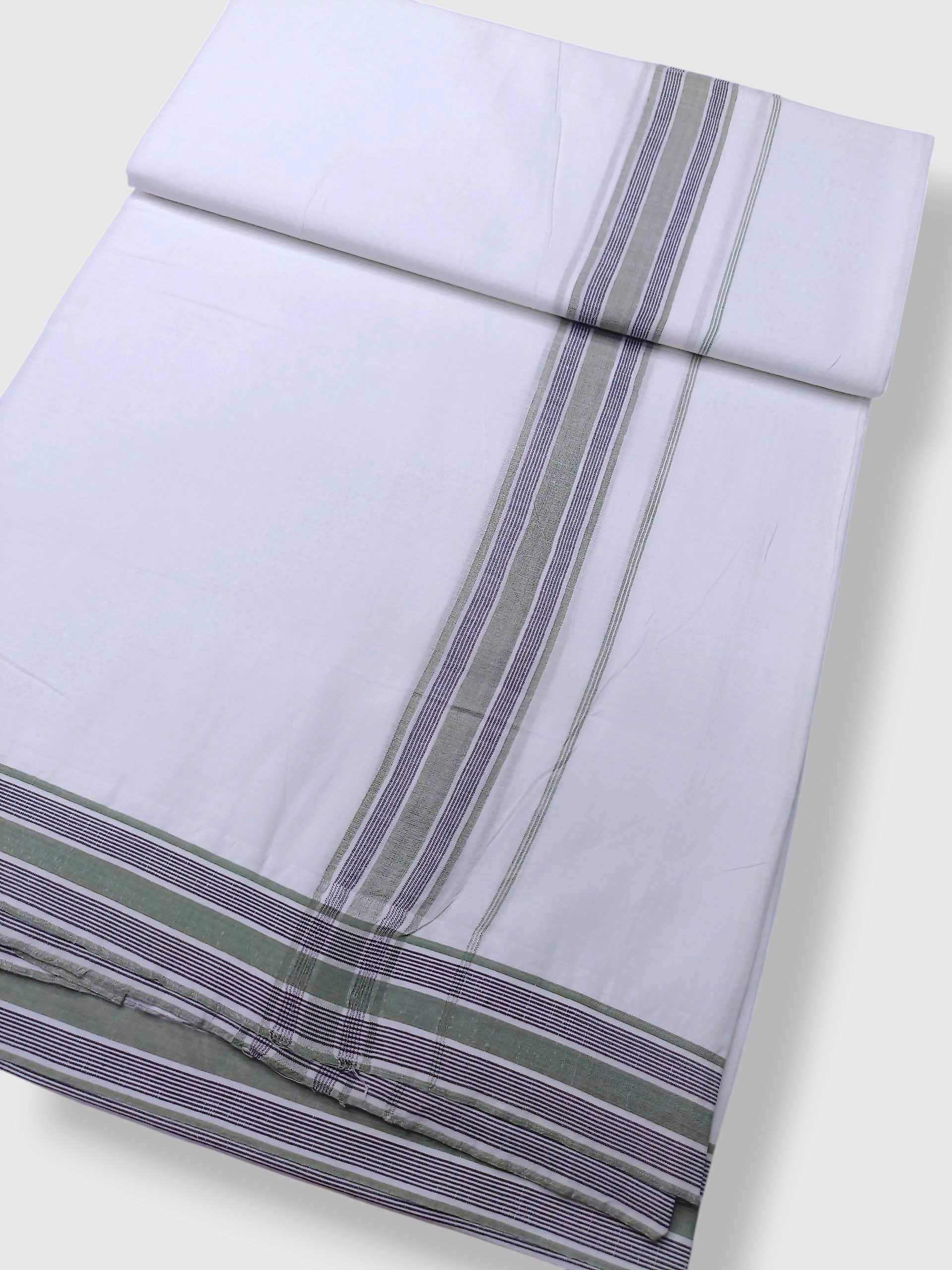 Pure White Cotton Men's Double Dhoti