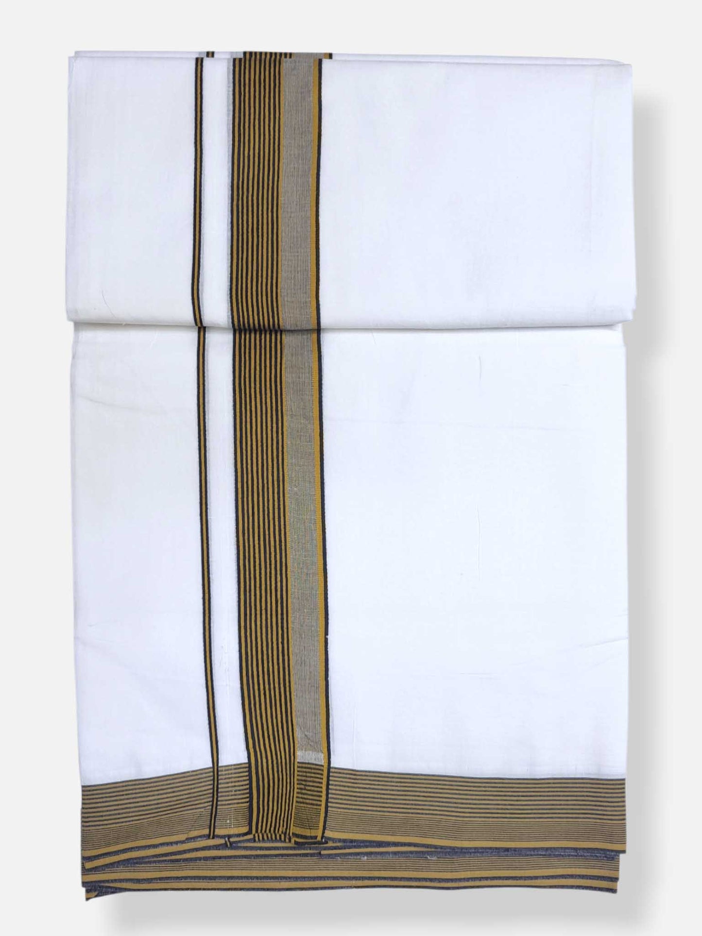 Pure White Cotton Men's Double Dhoti