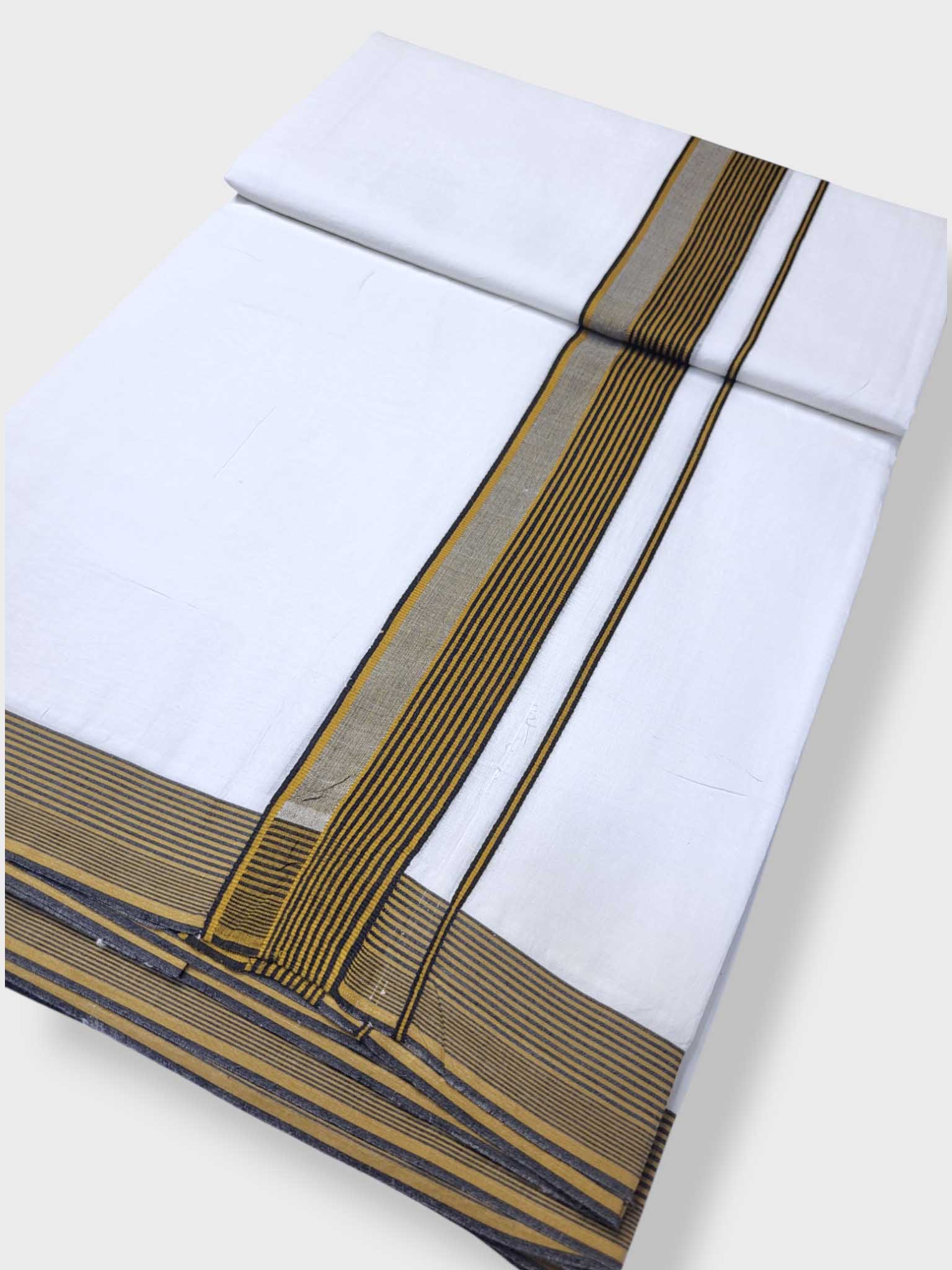 Pure White Cotton Men's Double Dhoti