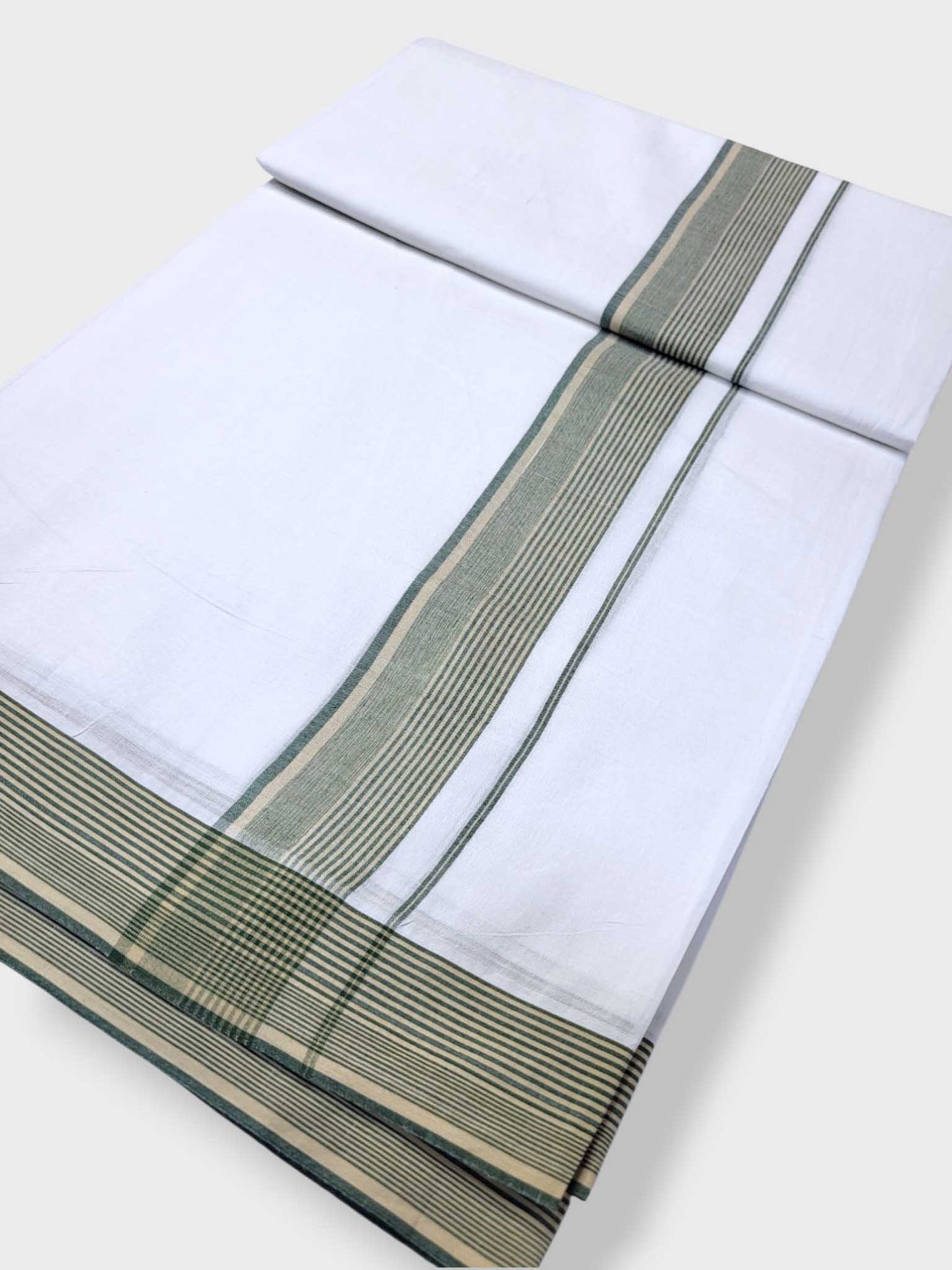 Pure White Cotton Men's Double Dhoti