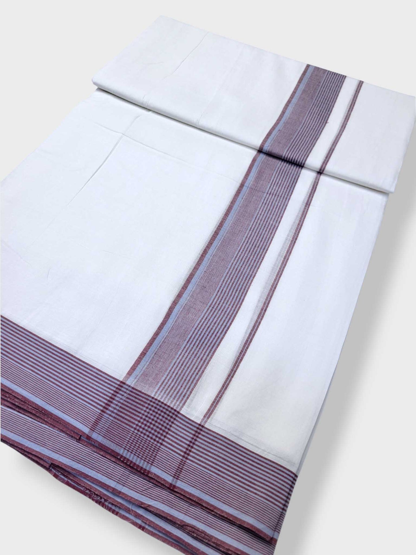 Pure White Cotton Men's Double Dhoti