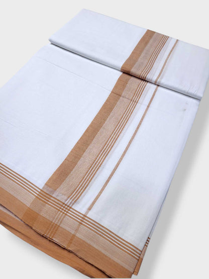 Pure White Cotton Men's Double Dhoti