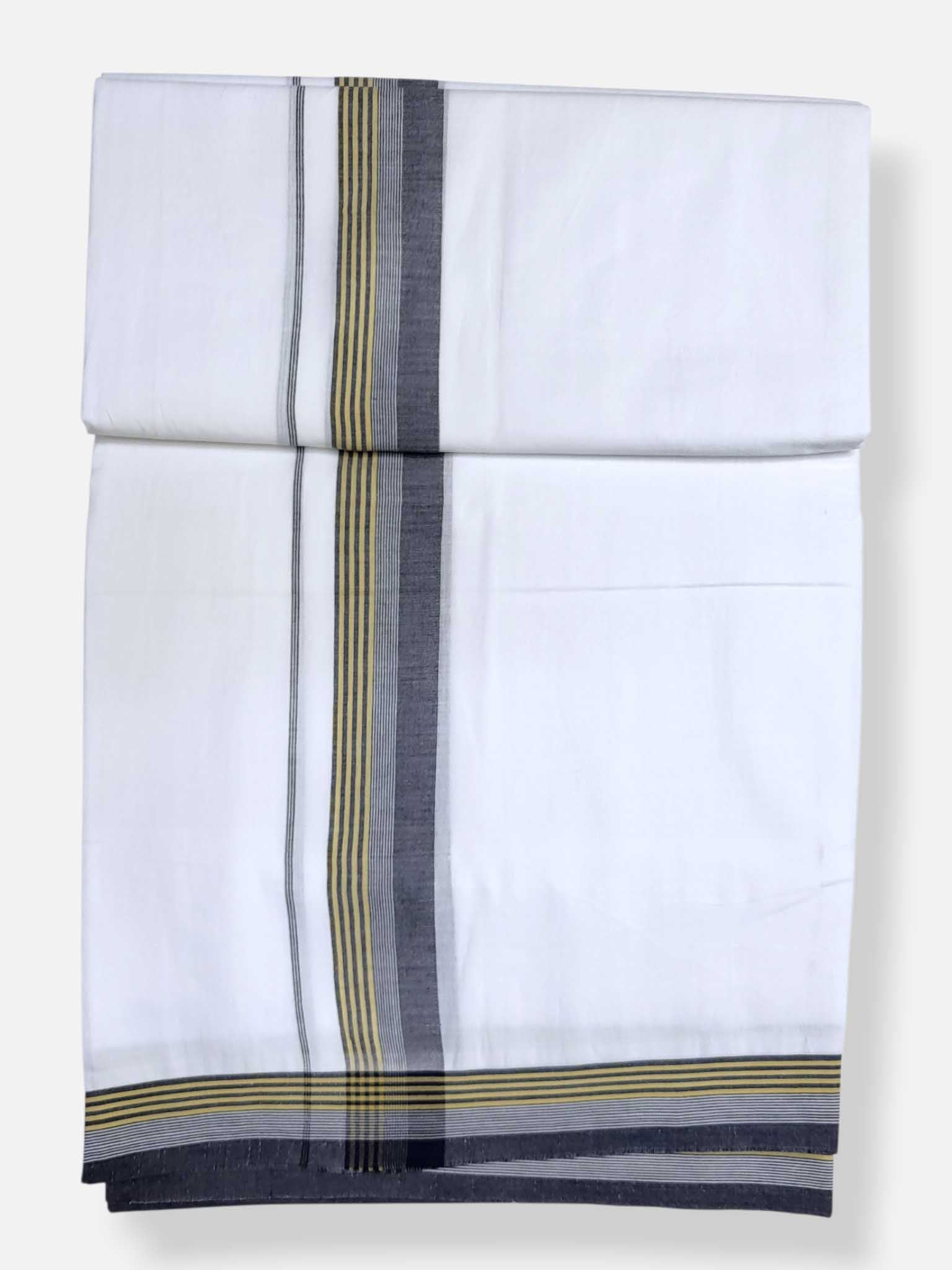 Pure White Cotton Men's Double Dhoti