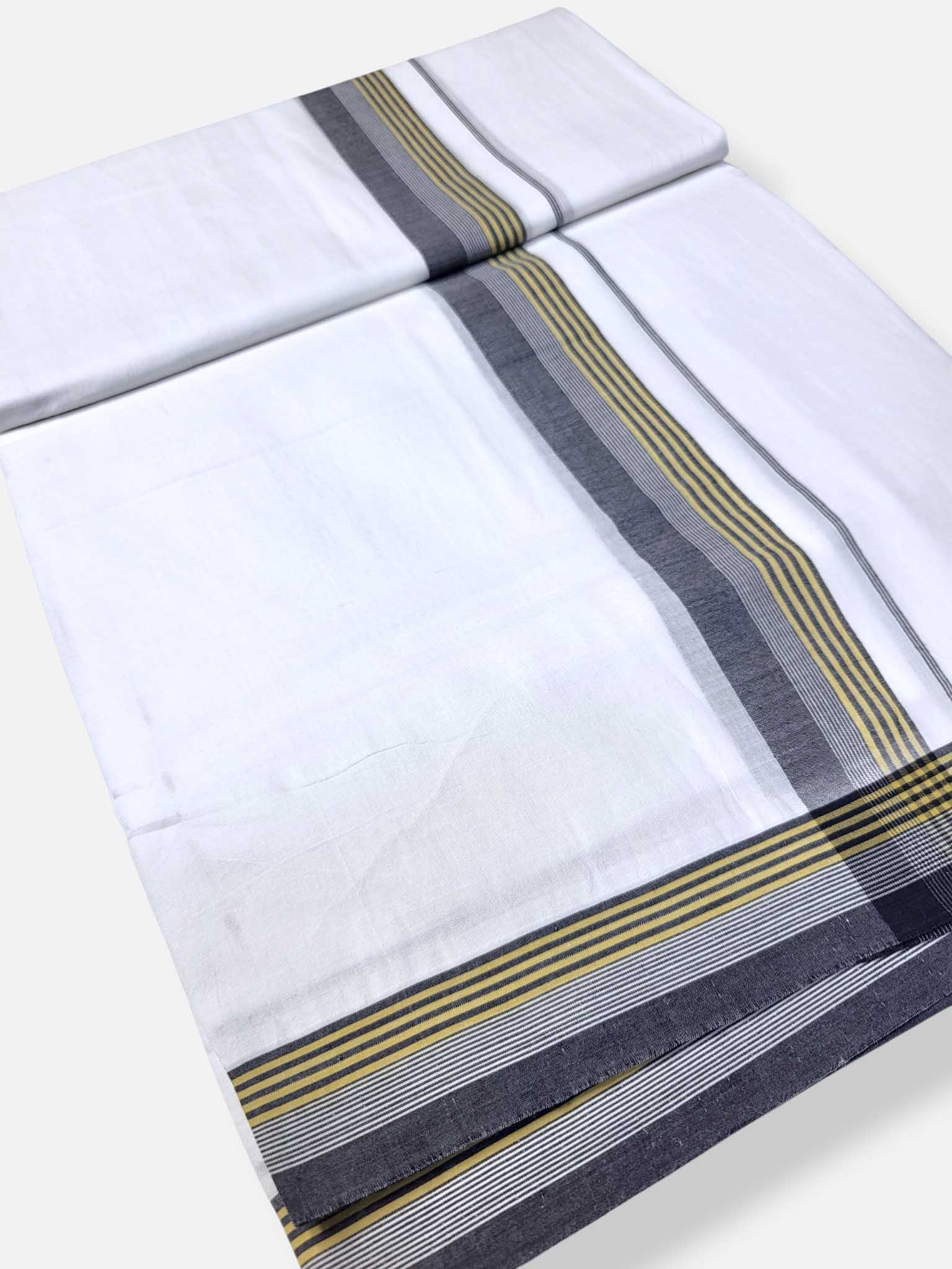 Pure White Cotton Men's Double Dhoti