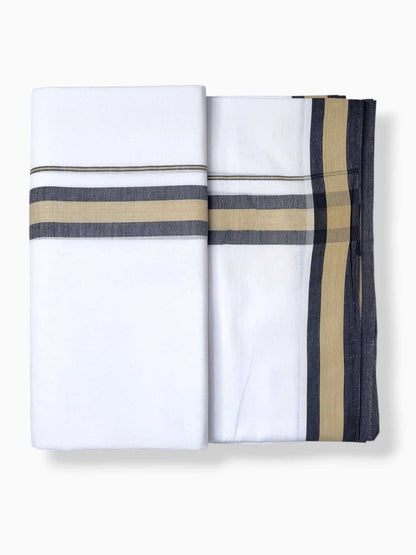 Pure White Cotton Men's Double Dhoti
