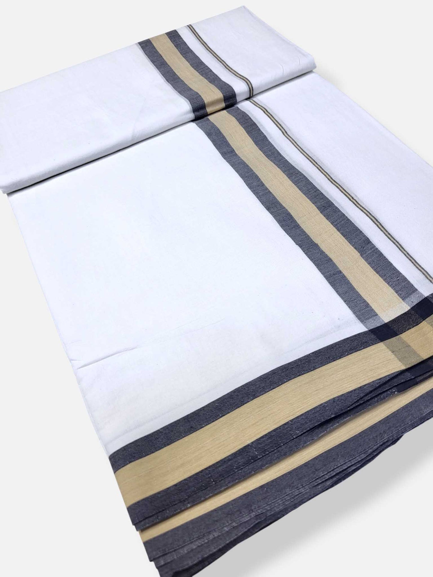 Pure White Cotton Men's Double Dhoti