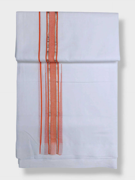 Pure White Cotton Men's Double Dhoti