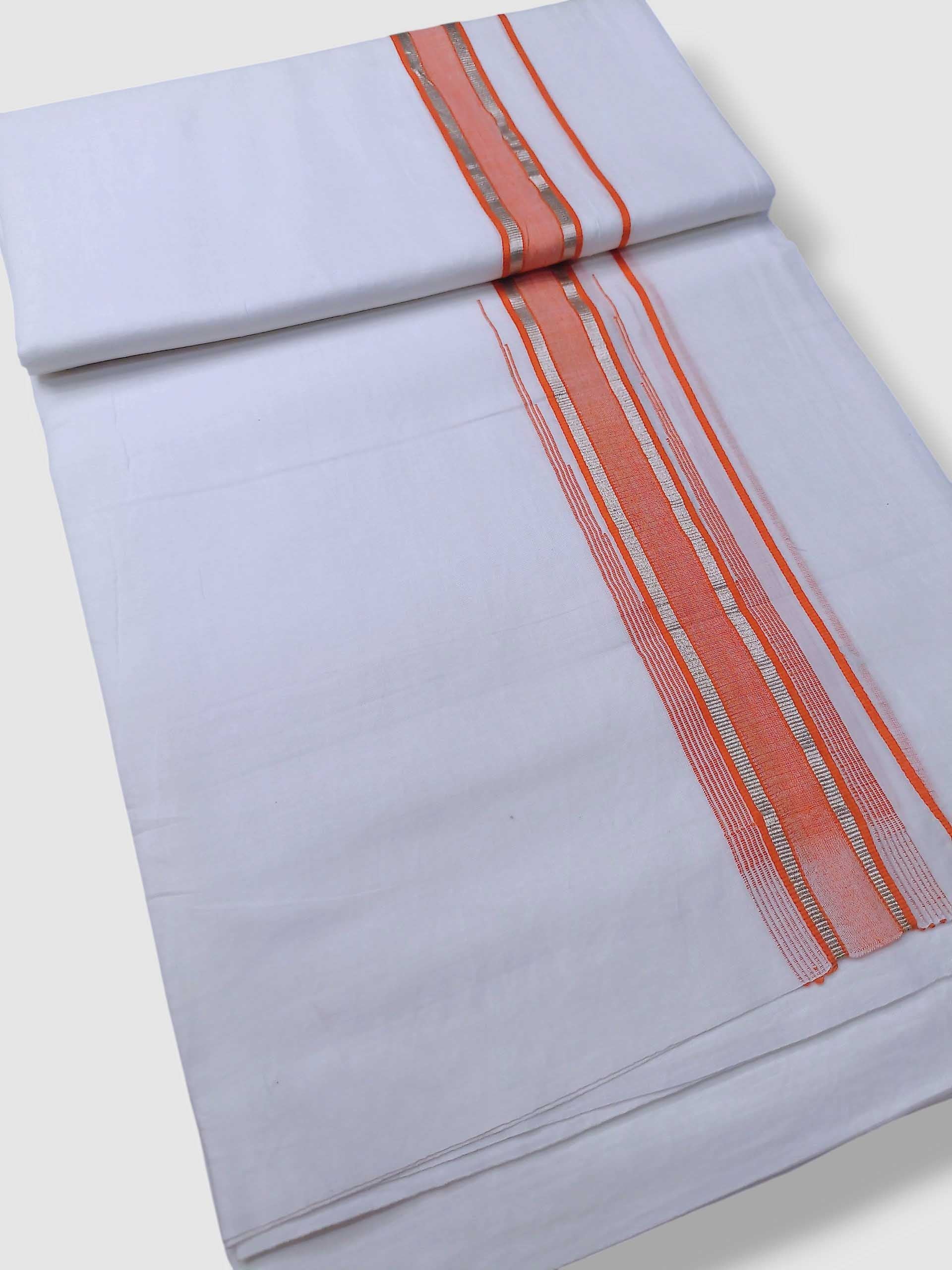Pure White Cotton Men's Double Dhoti