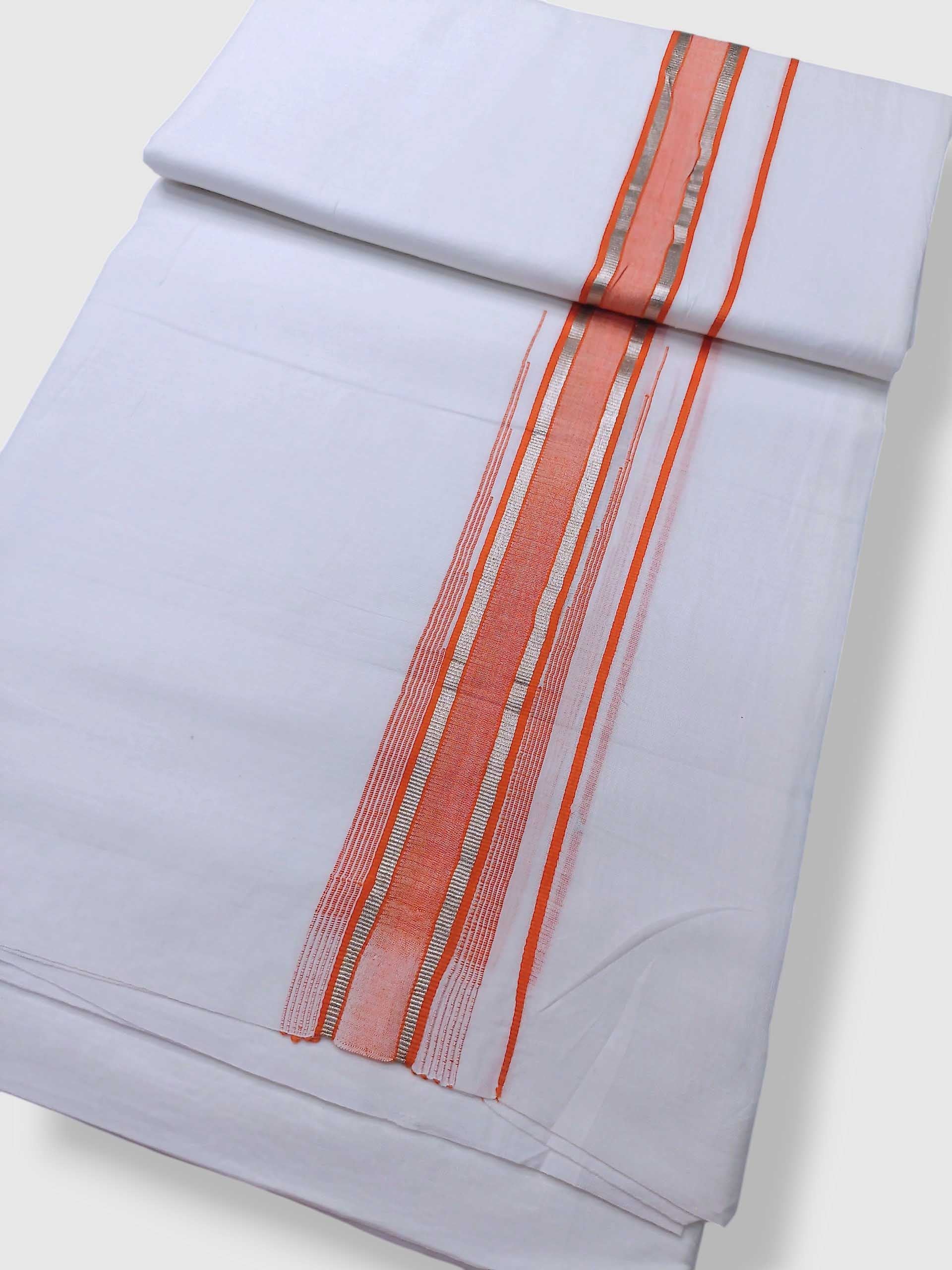 Pure White Cotton Men's Double Dhoti
