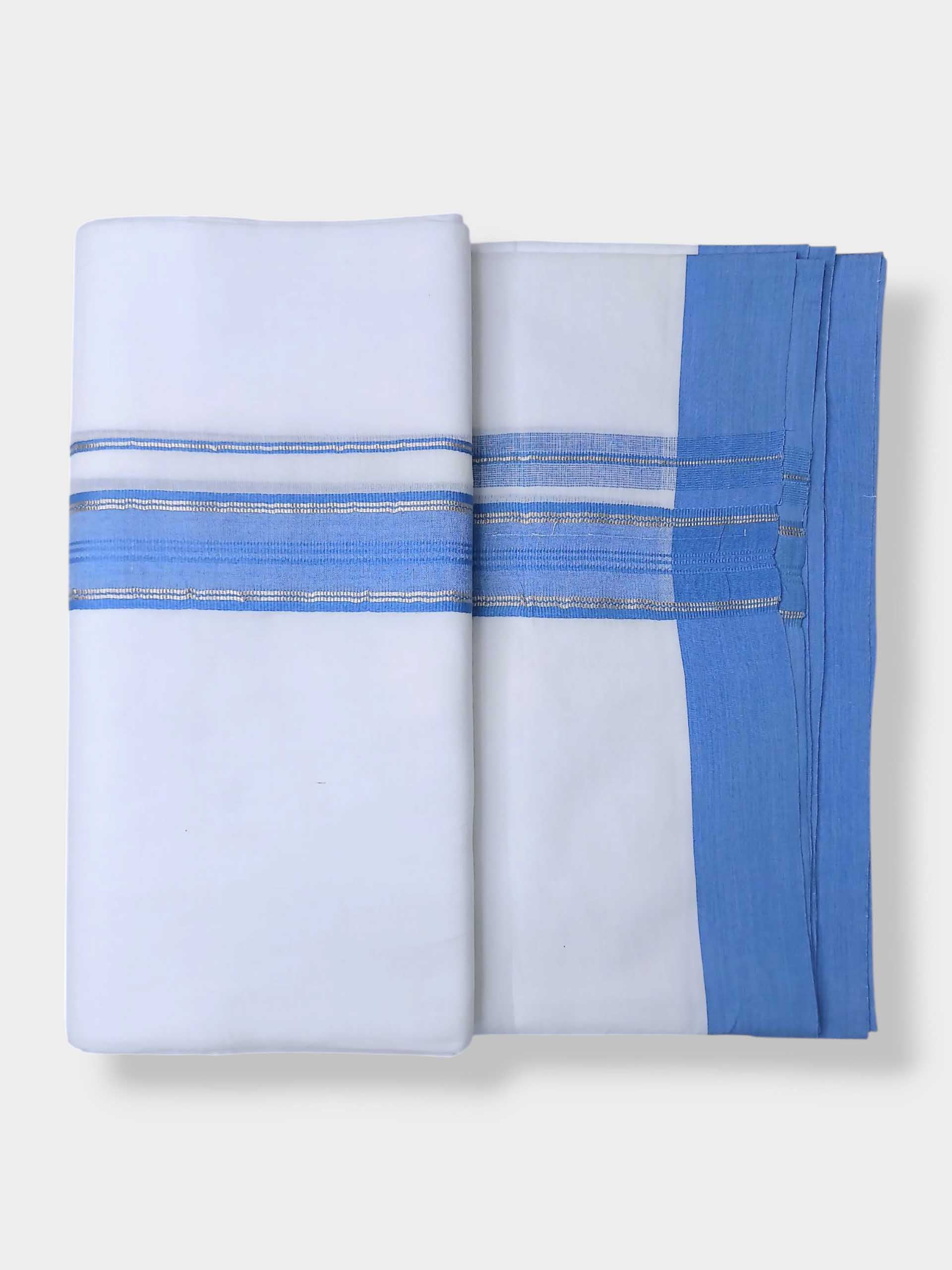 Pure White Cotton Men's Double Dhoti