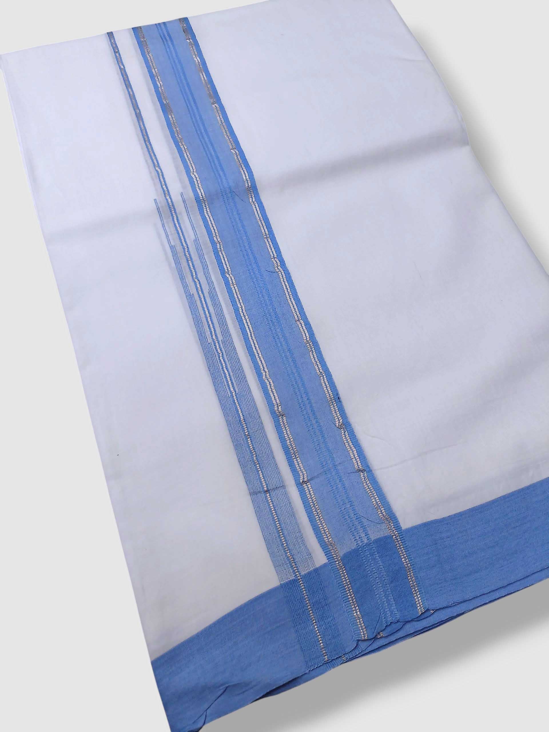 Pure White Cotton Men's Double Dhoti