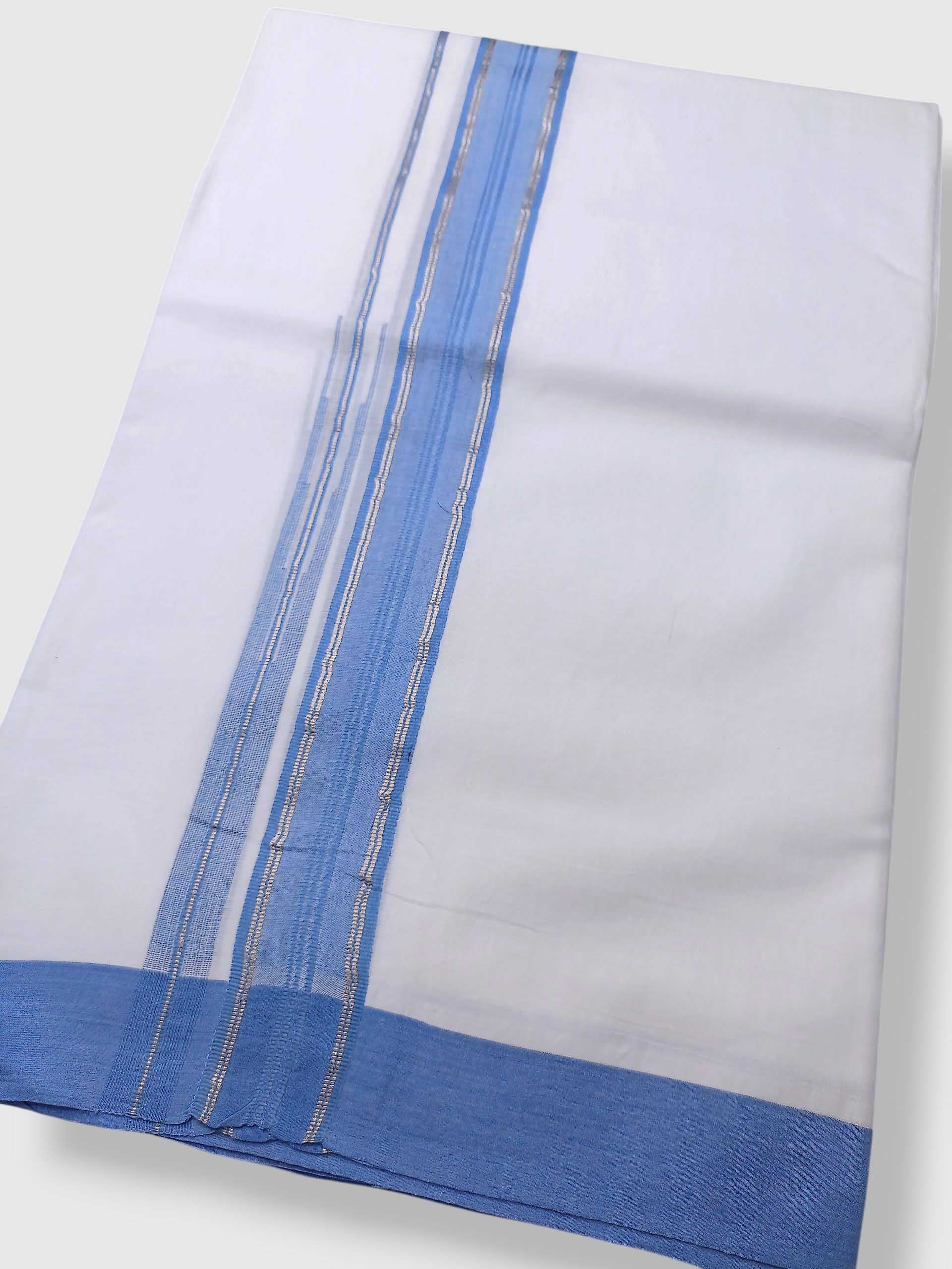 Pure White Cotton Men's Double Dhoti