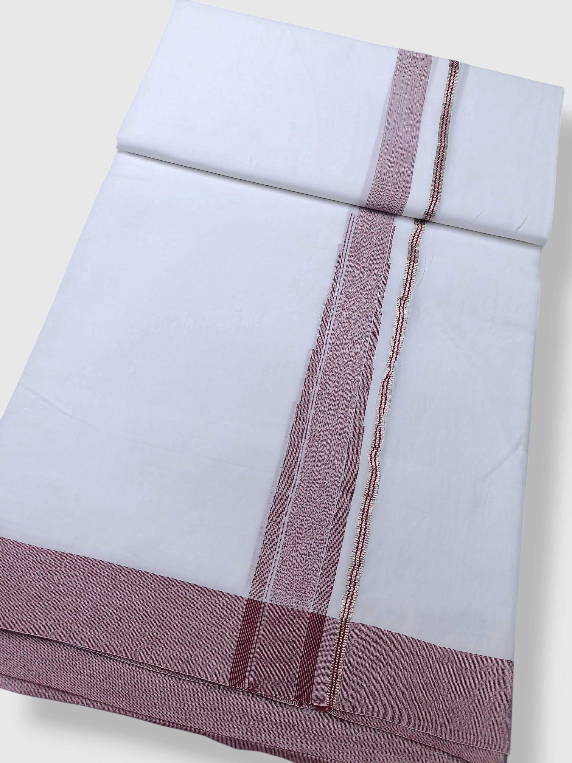 Pure White Cotton Men's Double Dhoti