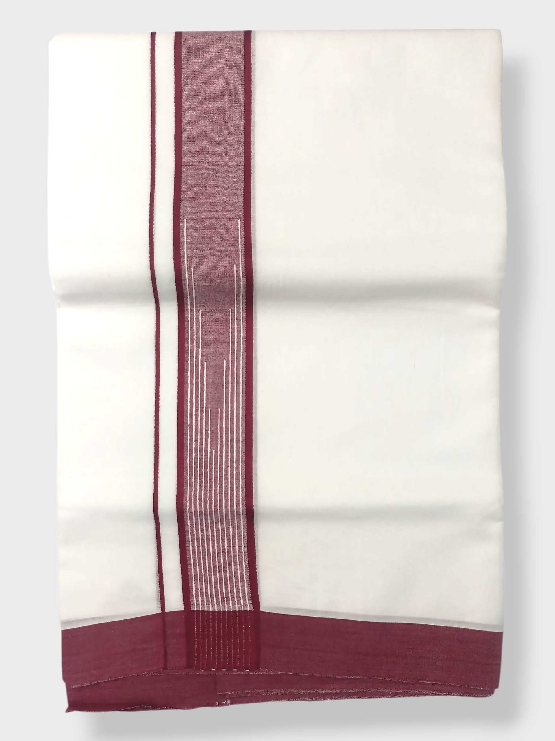 Pure White Cotton Men's Double Dhoti