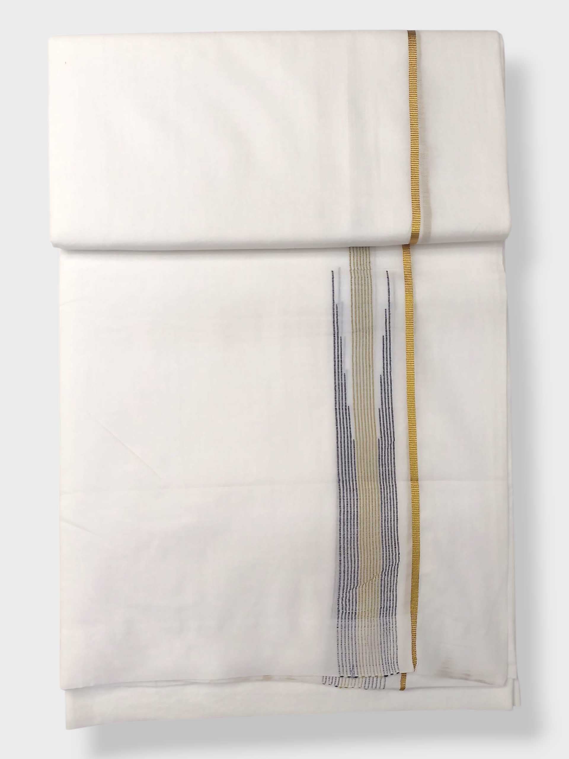Pure White Cotton Men's Double Dhoti