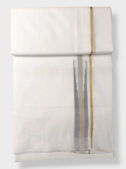 Pure White Cotton Men's Double Dhoti