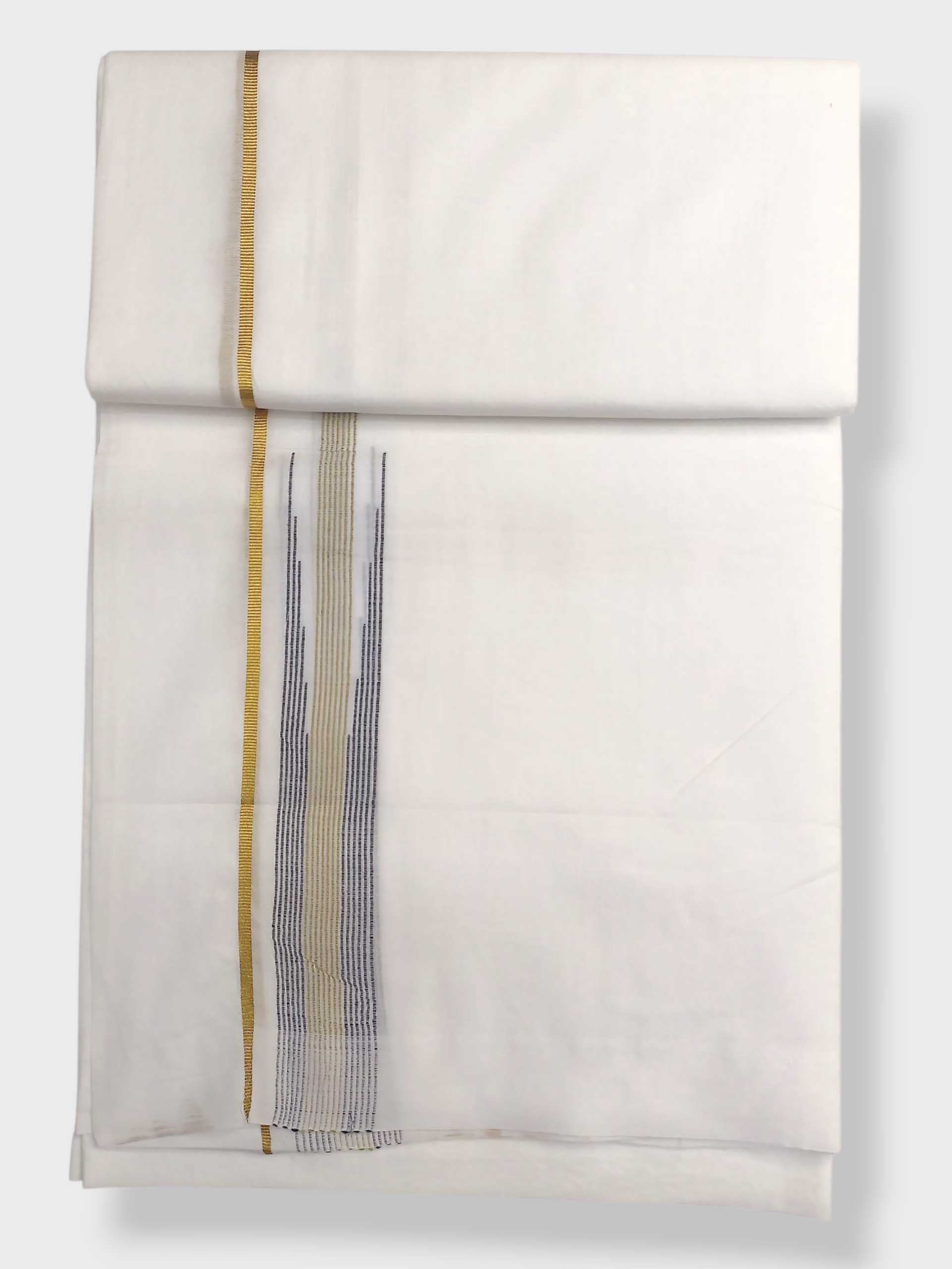 Pure White Cotton Men's Double Dhoti