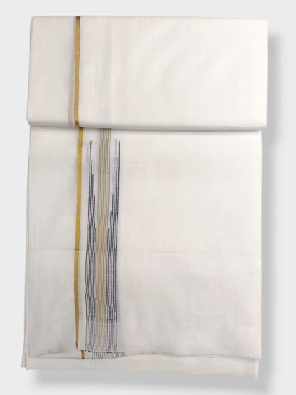 Pure White Cotton Men's Double Dhoti