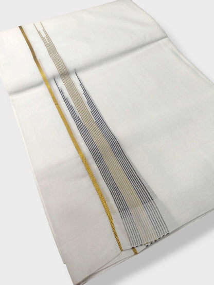 Pure White Cotton Men's Double Dhoti