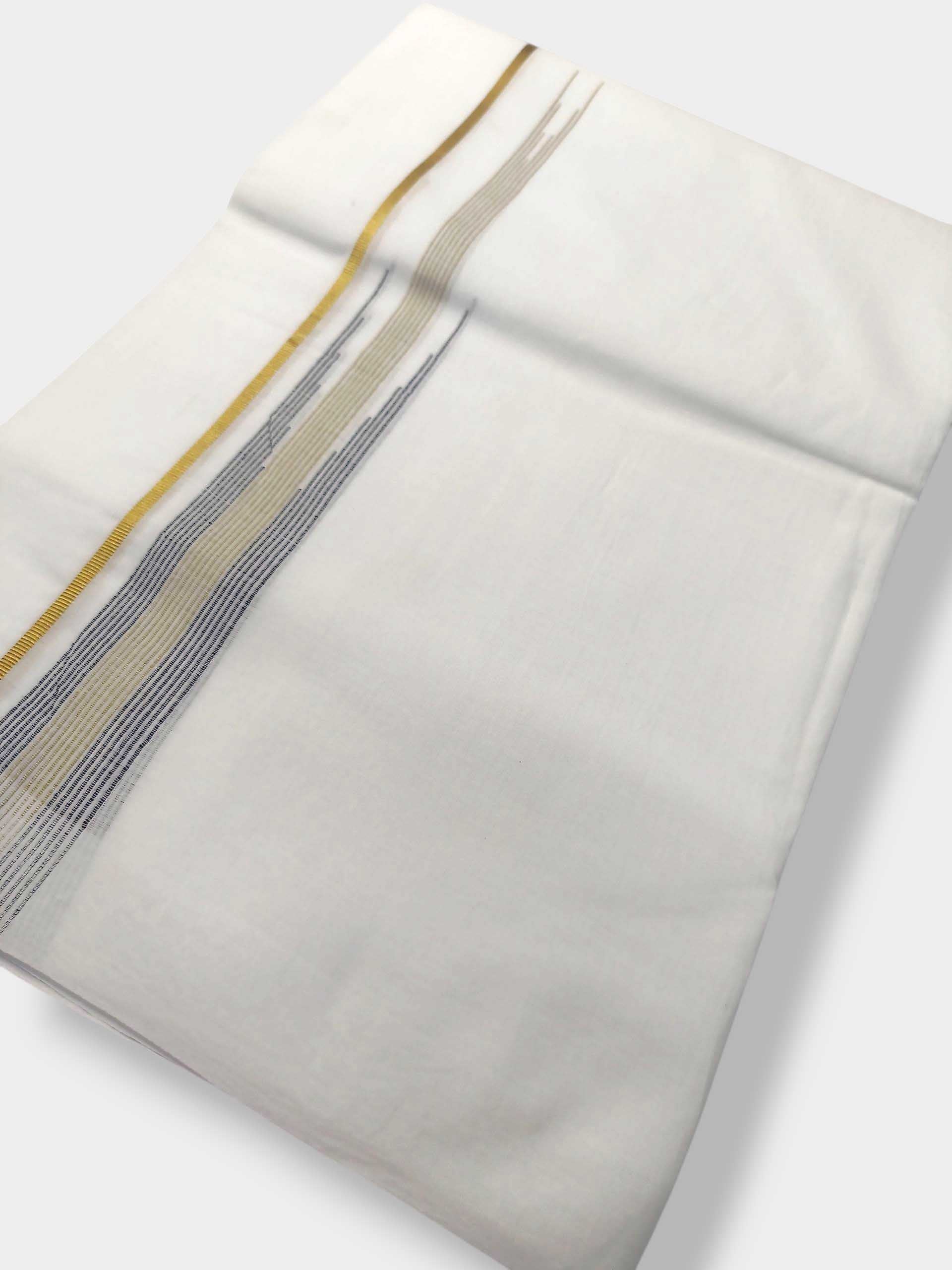 Pure White Cotton Men's Double Dhoti