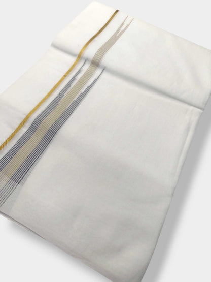 Pure White Cotton Men's Double Dhoti