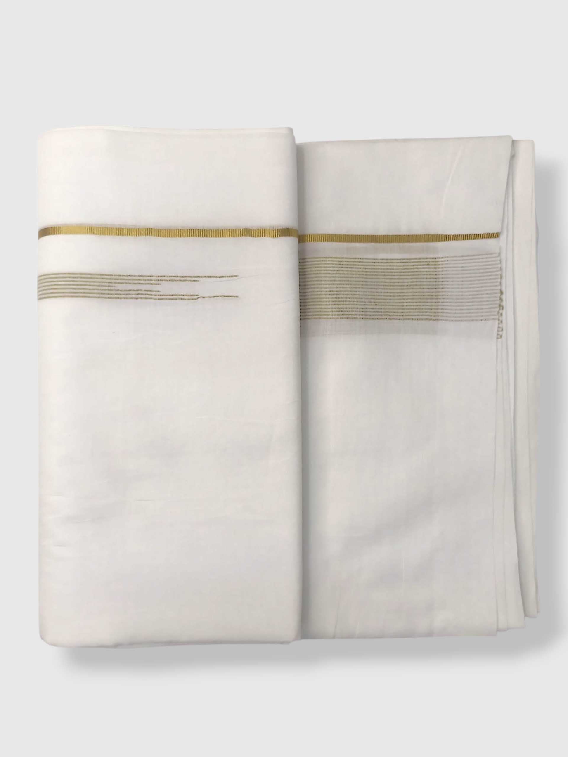 Pure White Cotton Men's Double Dhoti