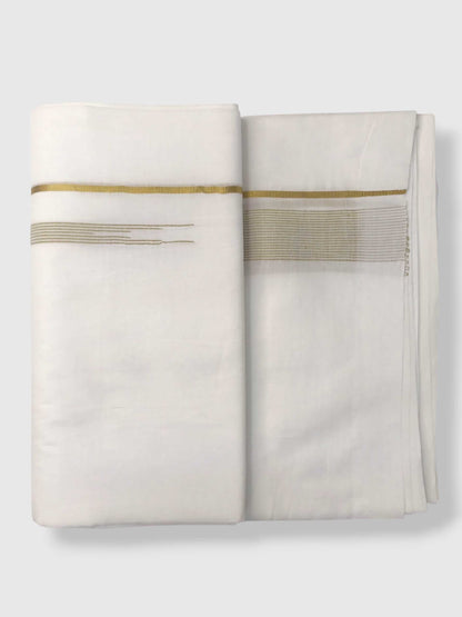 Pure White Cotton Men's Double Dhoti