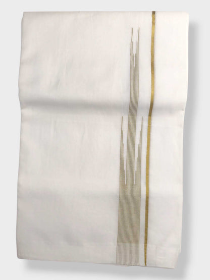 Pure White Cotton Men's Double Dhoti