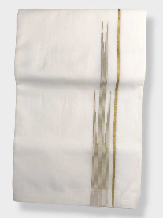 Pure White Cotton Men's Double Dhoti
